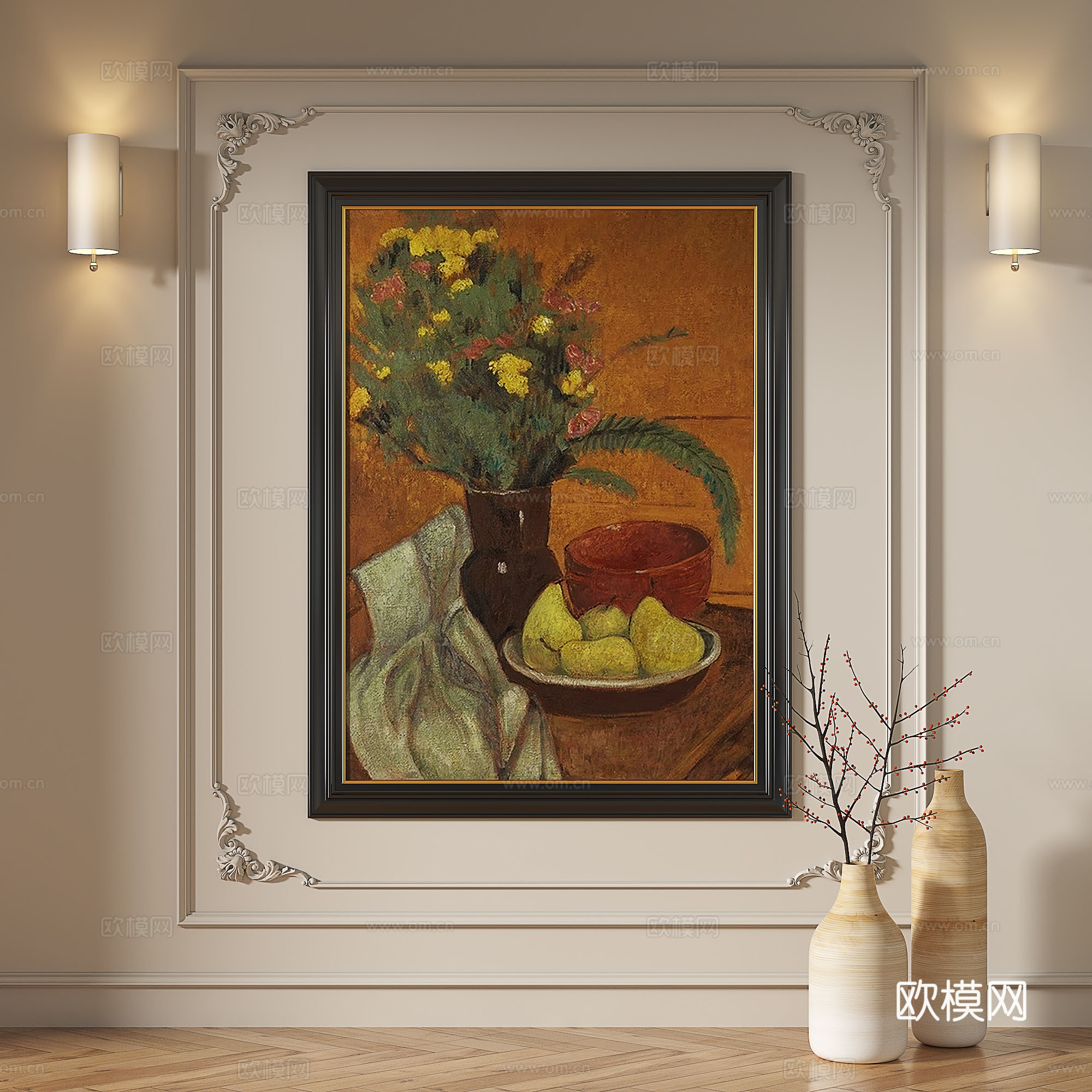 法式，复古，中古，现代，油画，轻奢，抽象，装饰画3d模型