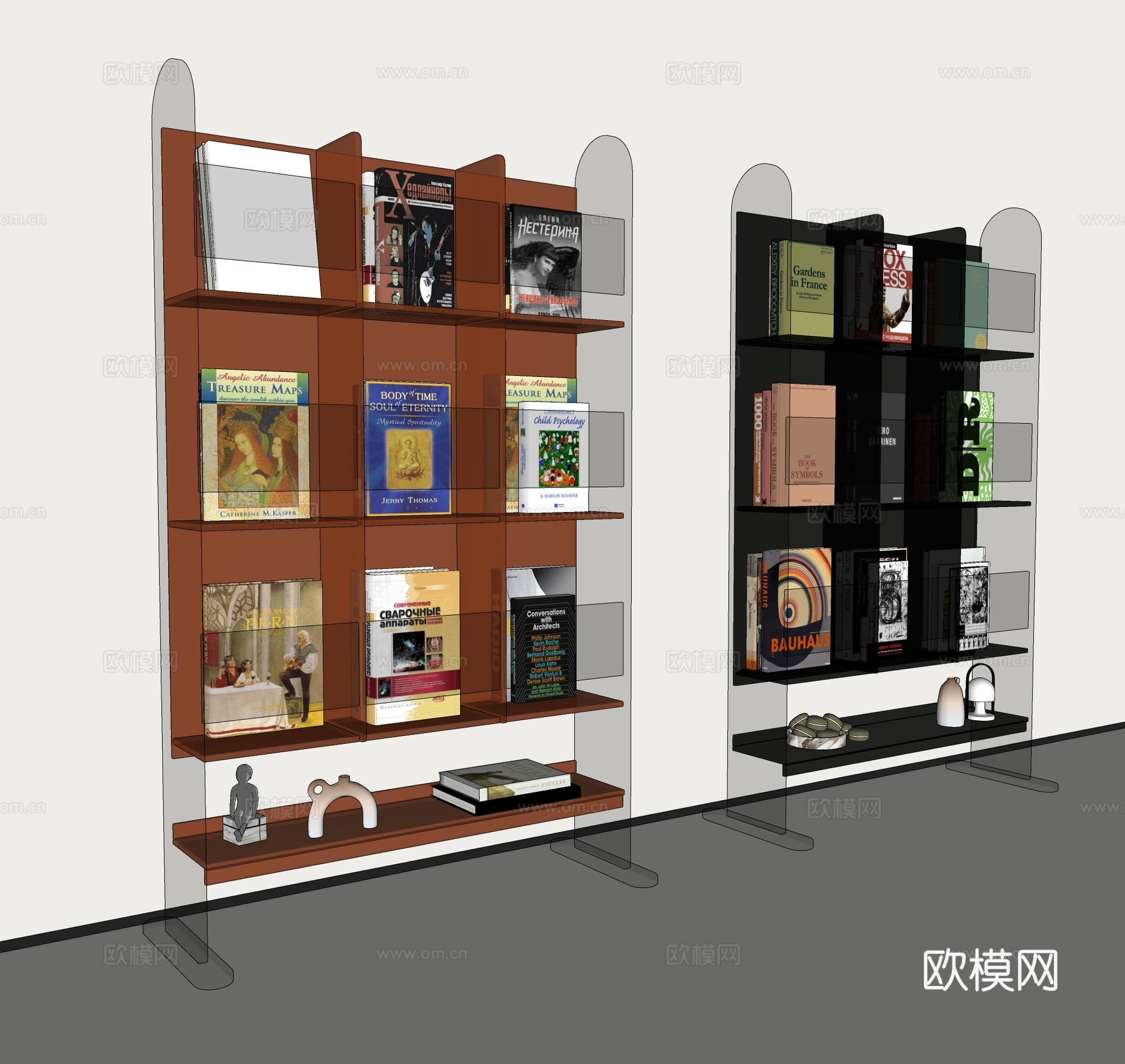现代透明书架 轻奢亚克力杂志架  简约置物架展示架 极简报刊su模型