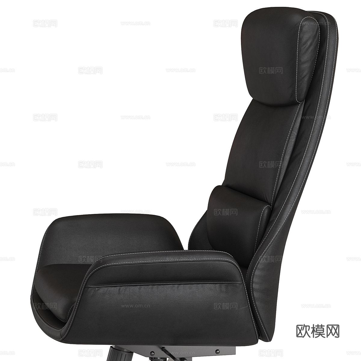 现代意式黑色皮革办公椅3d模型