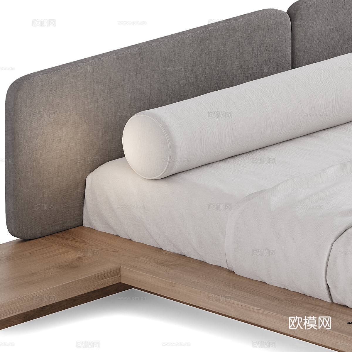 新中式布艺双人床3d模型