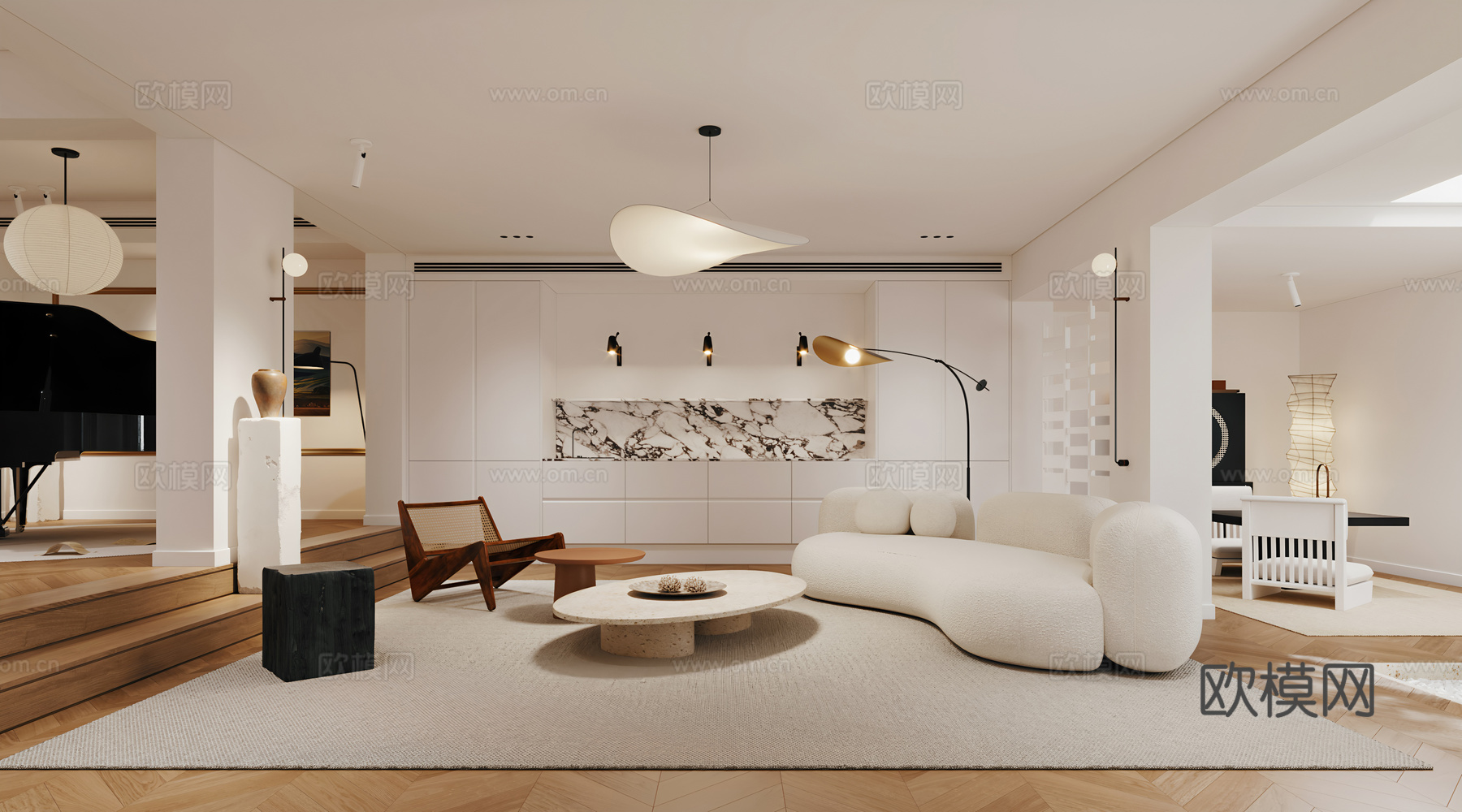 现代，客厅3d模型下载（渲染图8）