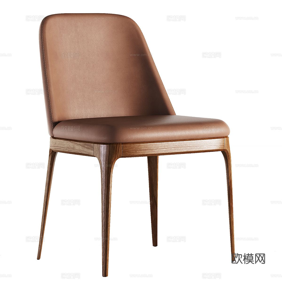 现代意式布艺皮革木质单椅3d模型