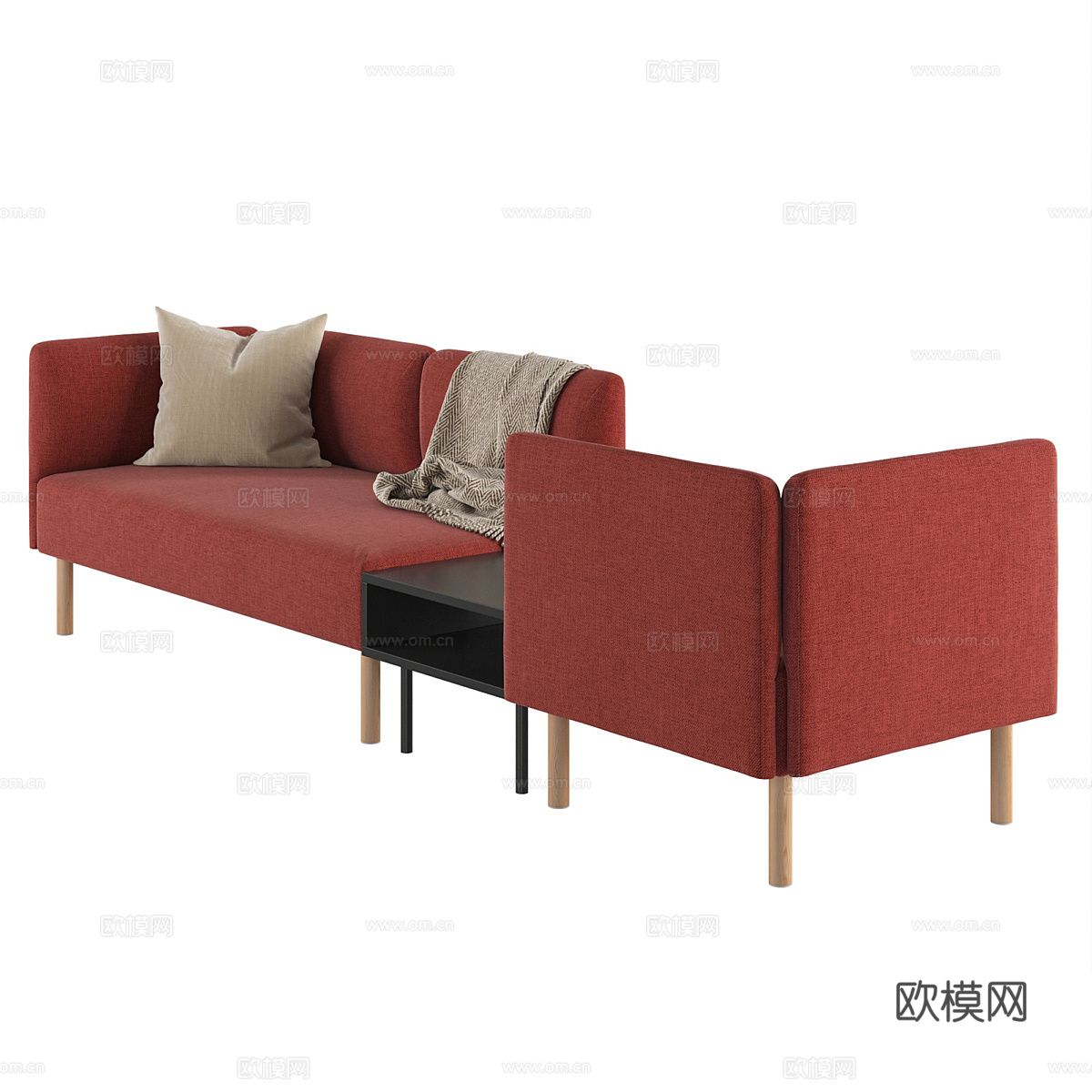 现代意式北欧布艺休闲沙发3d模型