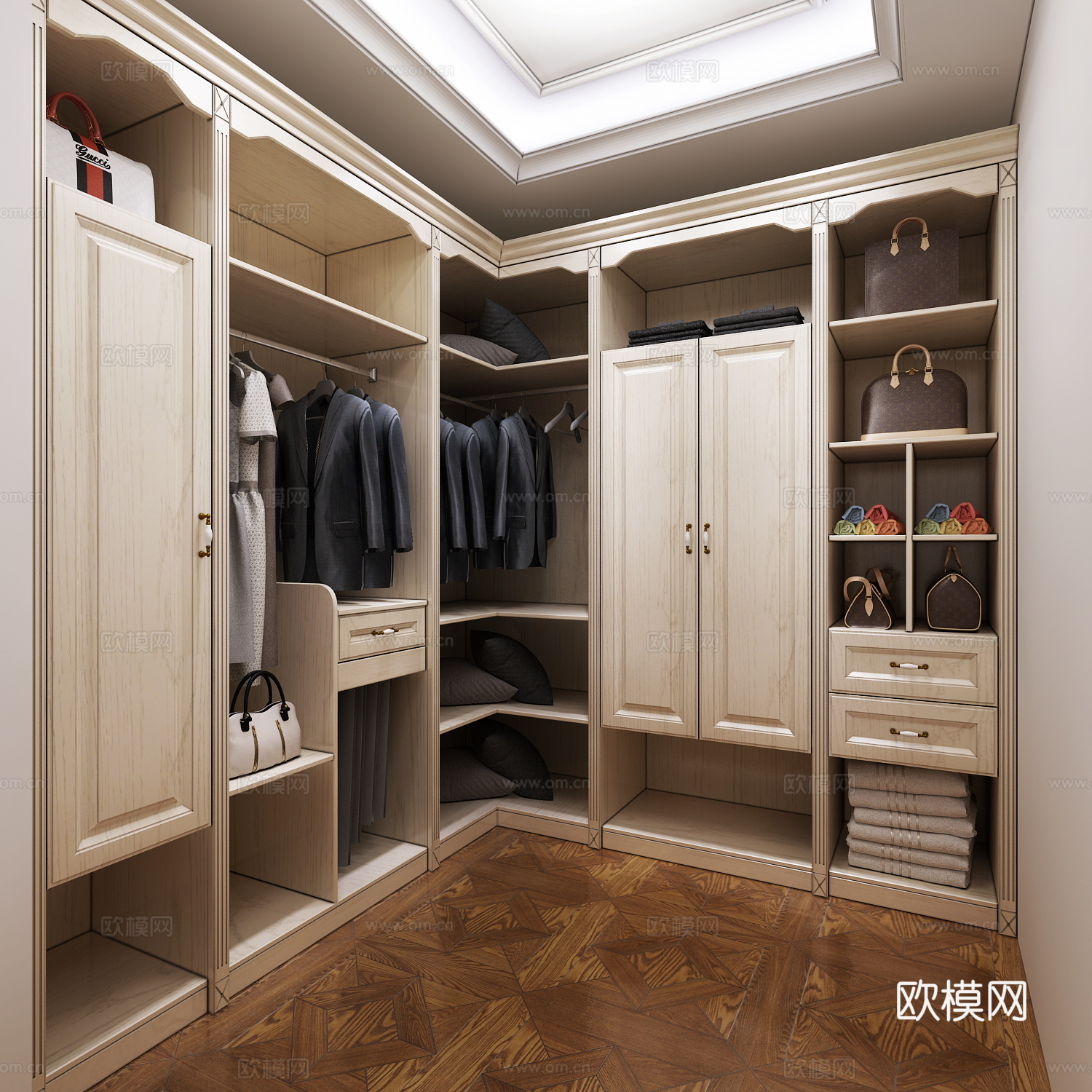 欧式简约衣帽间3d模型