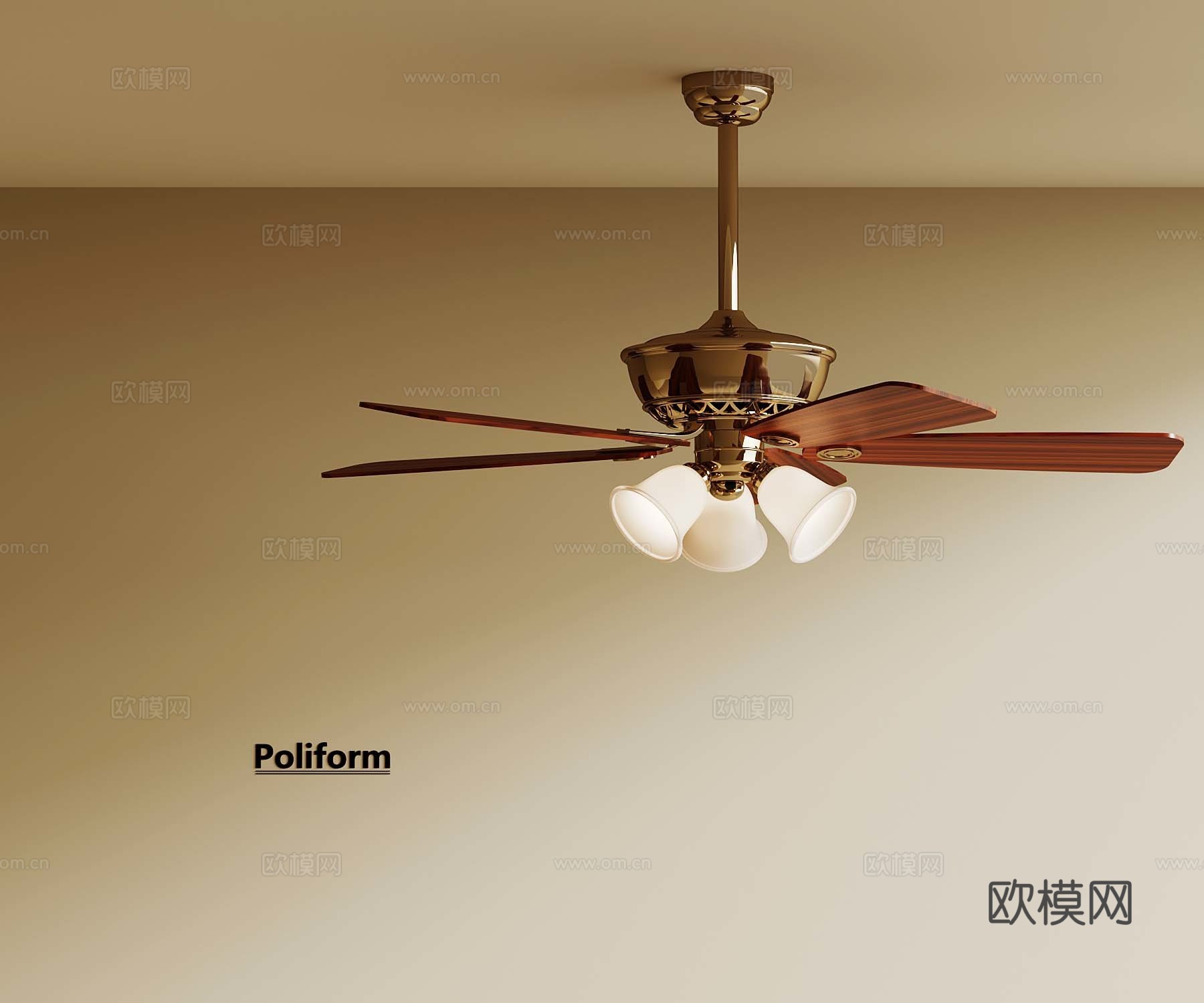 法式中古风风扇灯su模型