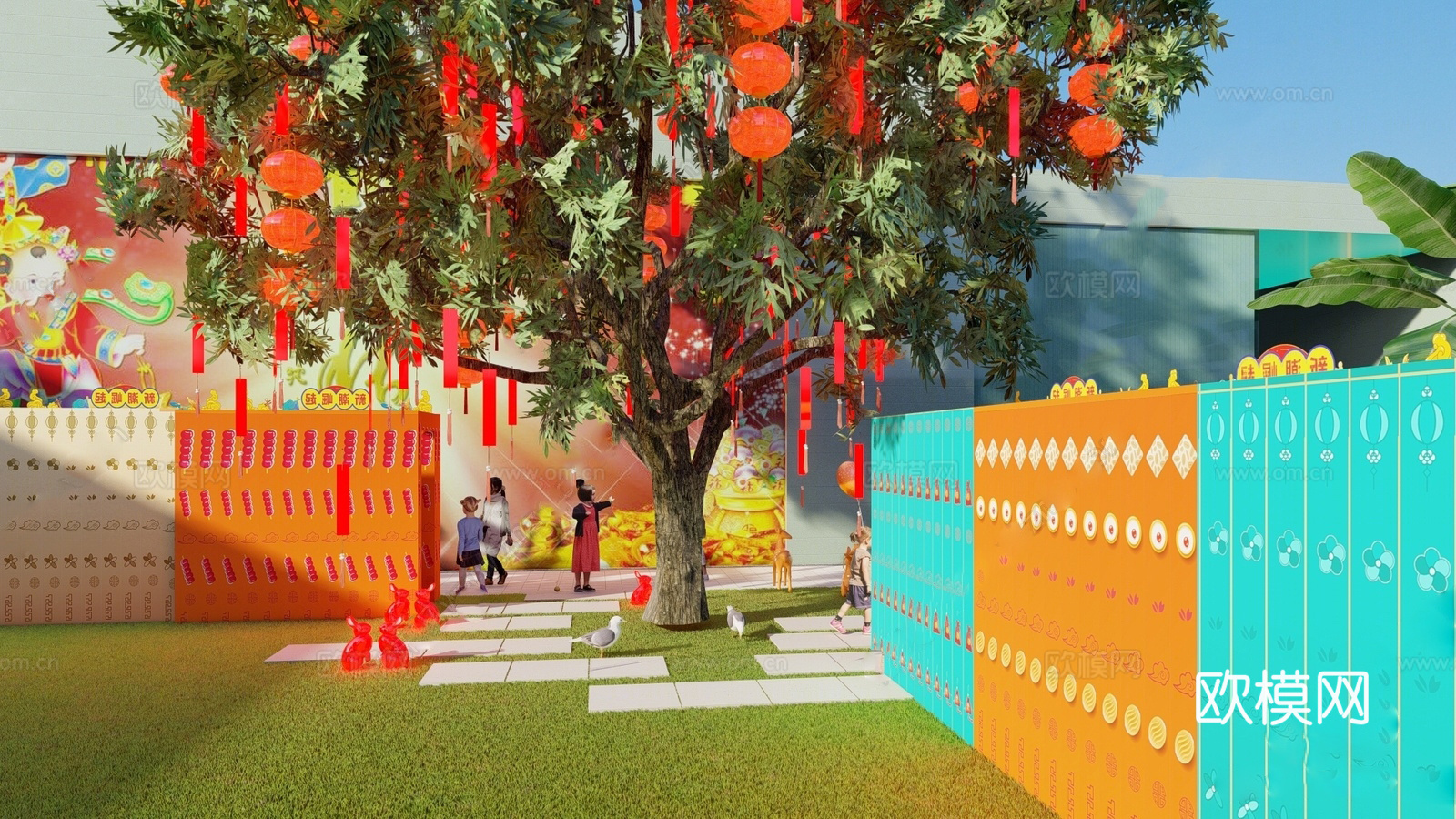 现代许愿树 景观树 祈福活动场地su模型