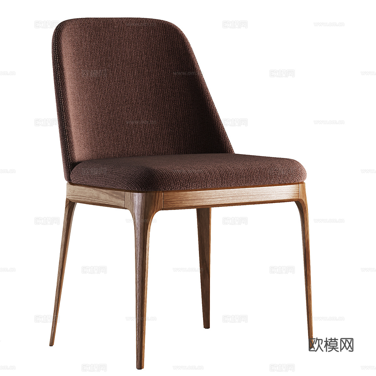 现代意式布艺皮革木质单椅3d模型