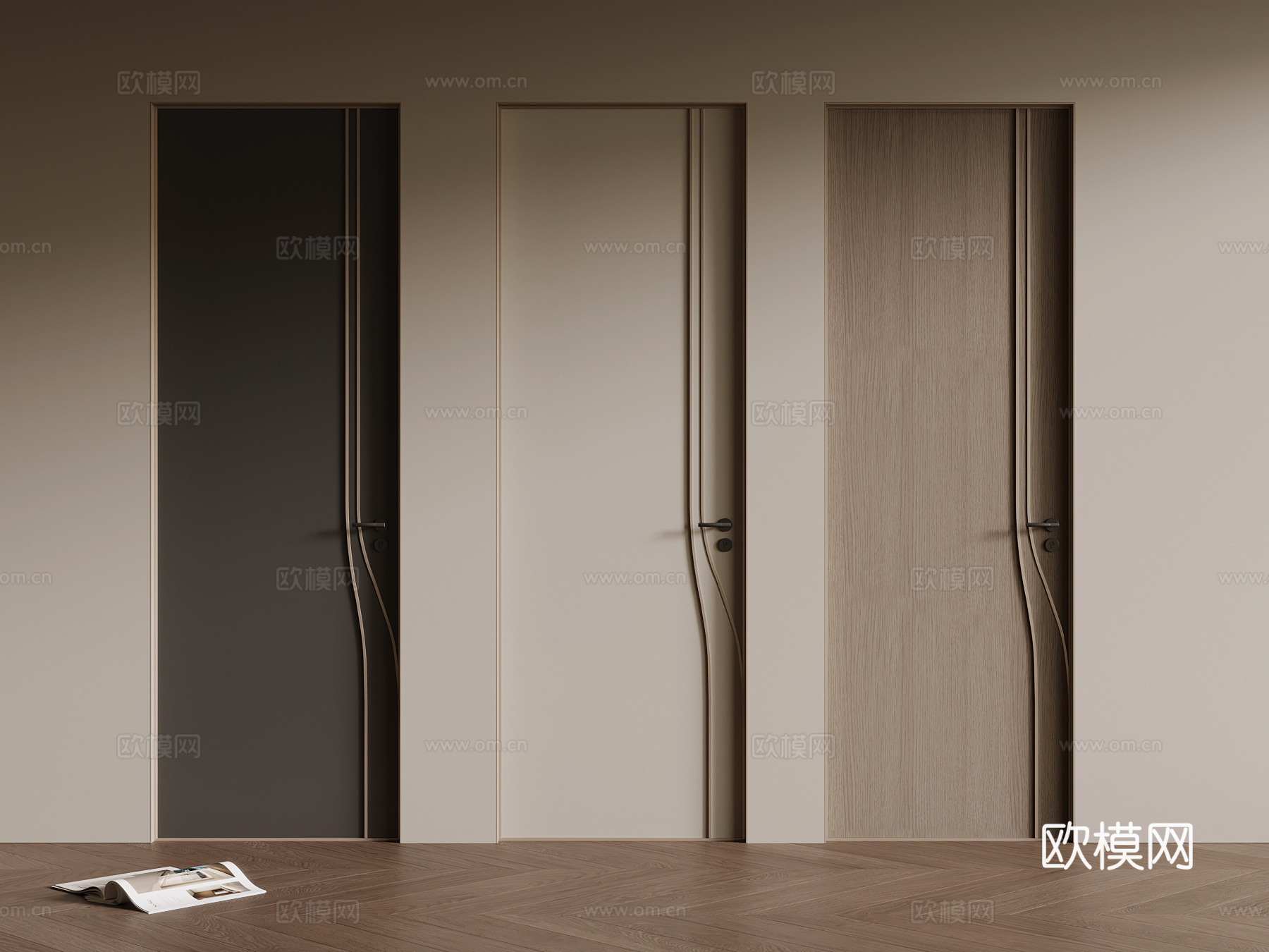 现代单开门 入户门3d模型
