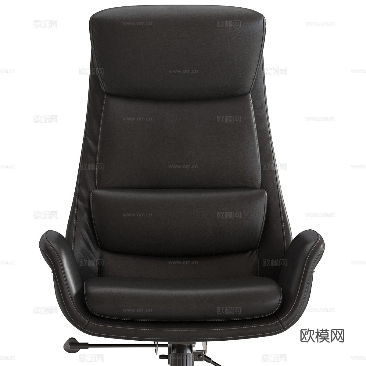 现代意式黑色皮革办公椅3d模型