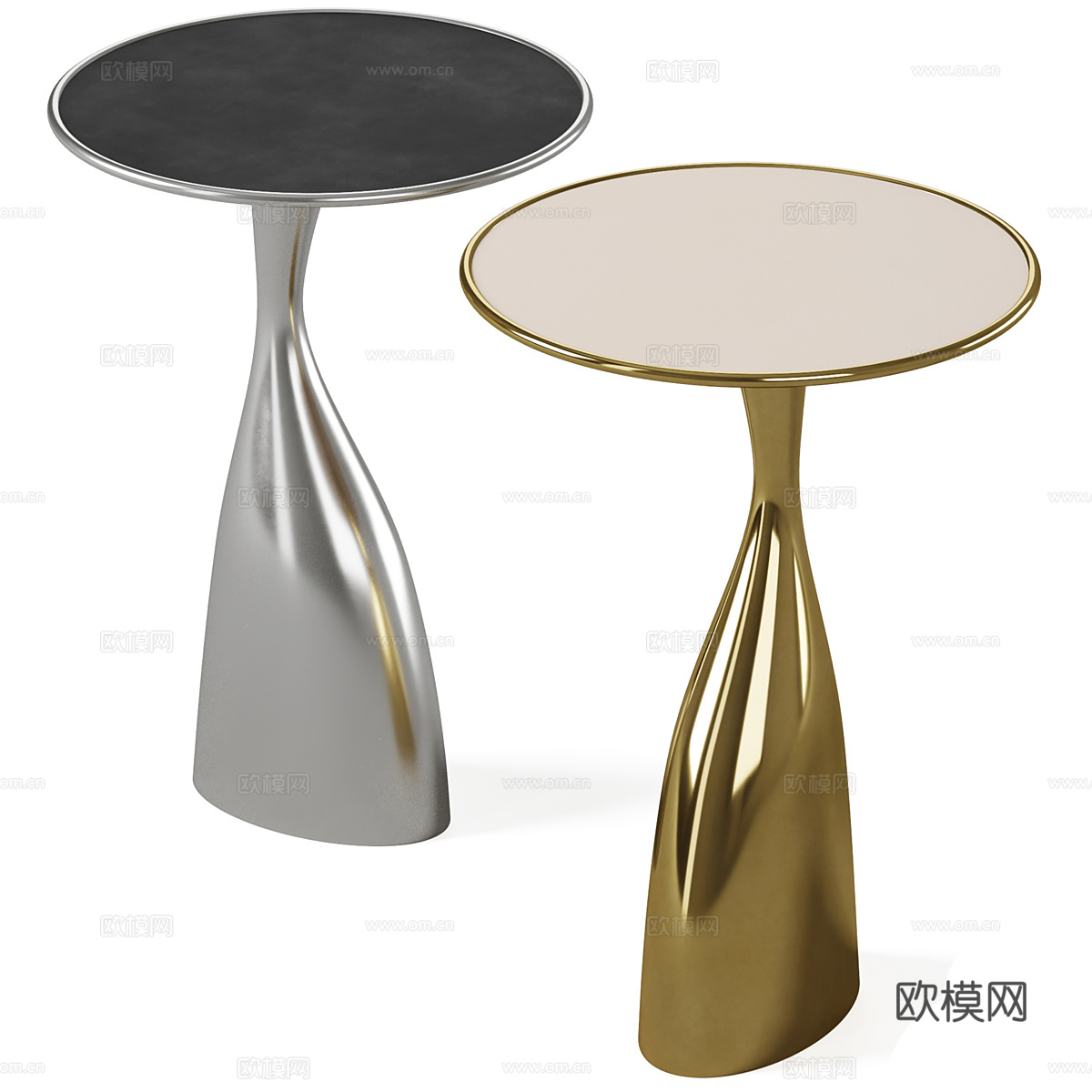 现代轻奢金属圆边几3d模型