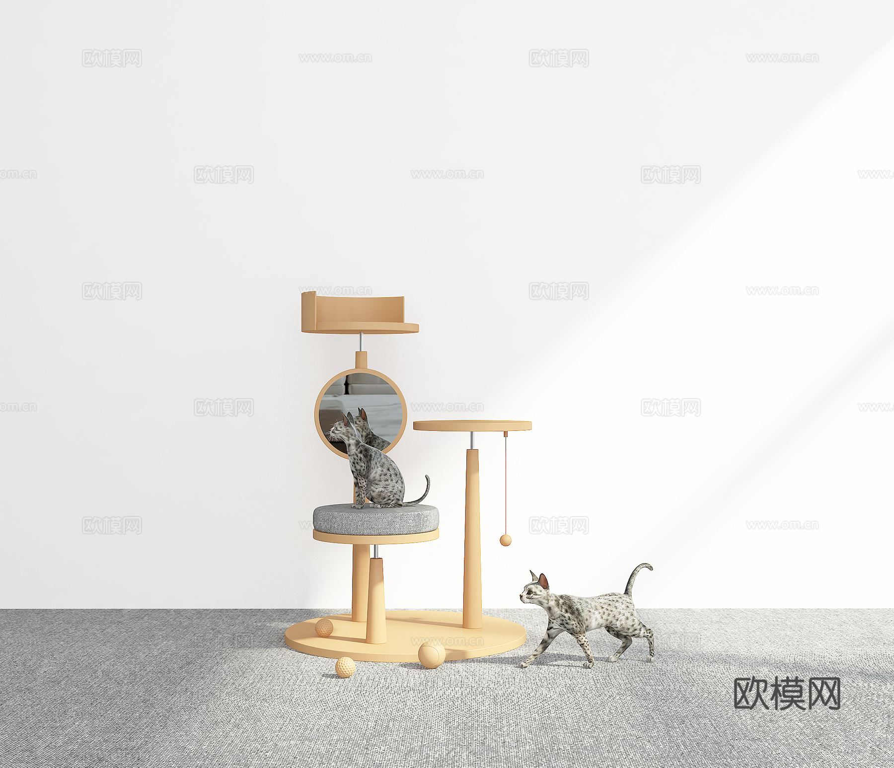 现代爬猫架3d模型