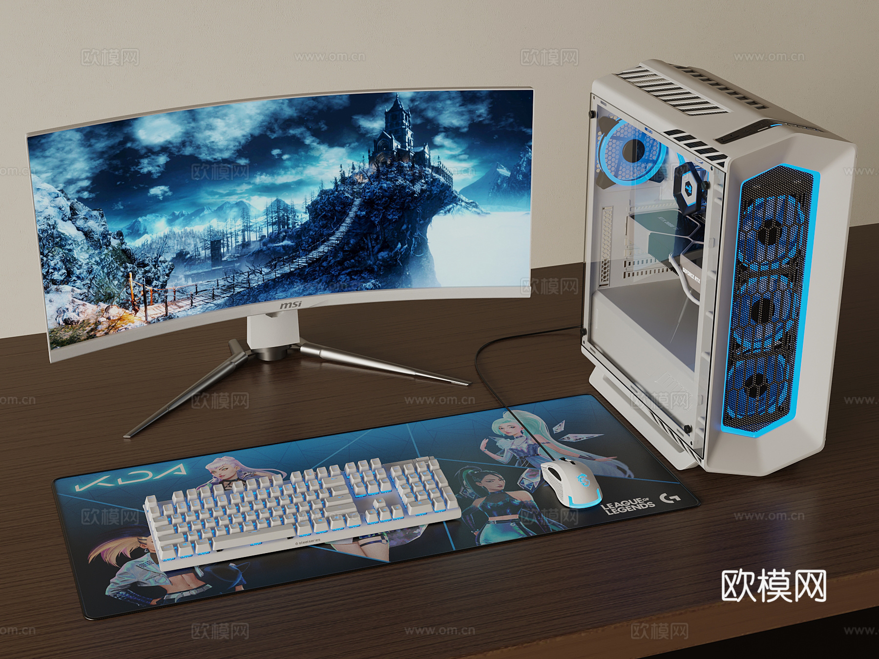 现代台式电脑 主机 键盘3d模型