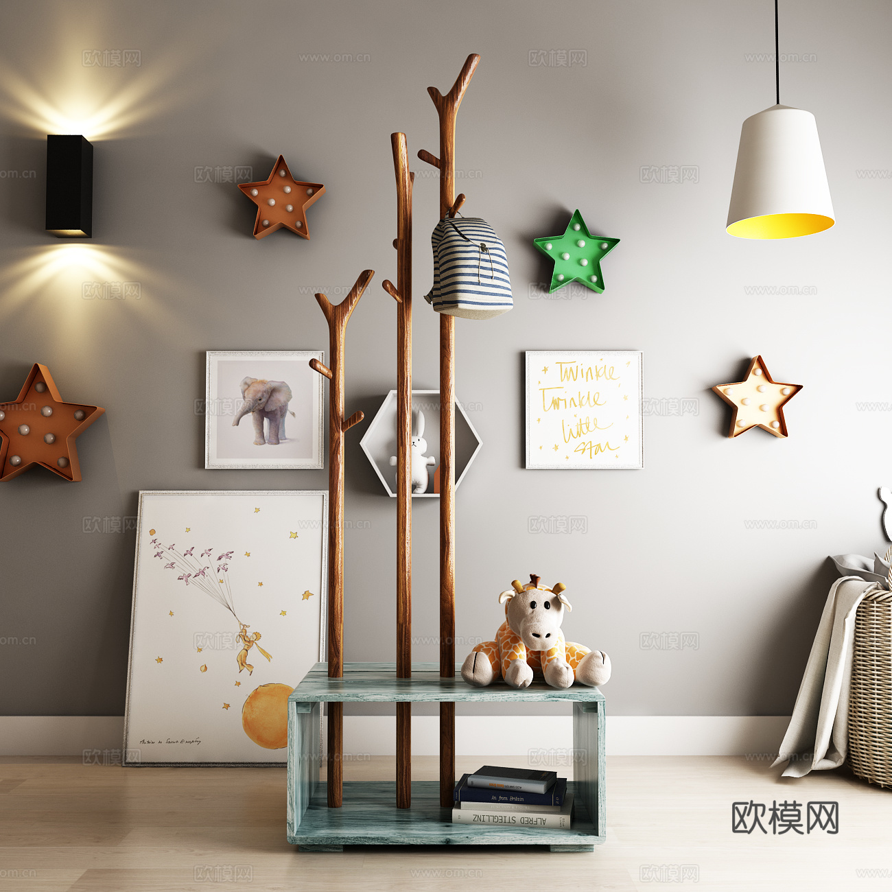 北欧衣架 包包 玩具 画饰品模型3d模型