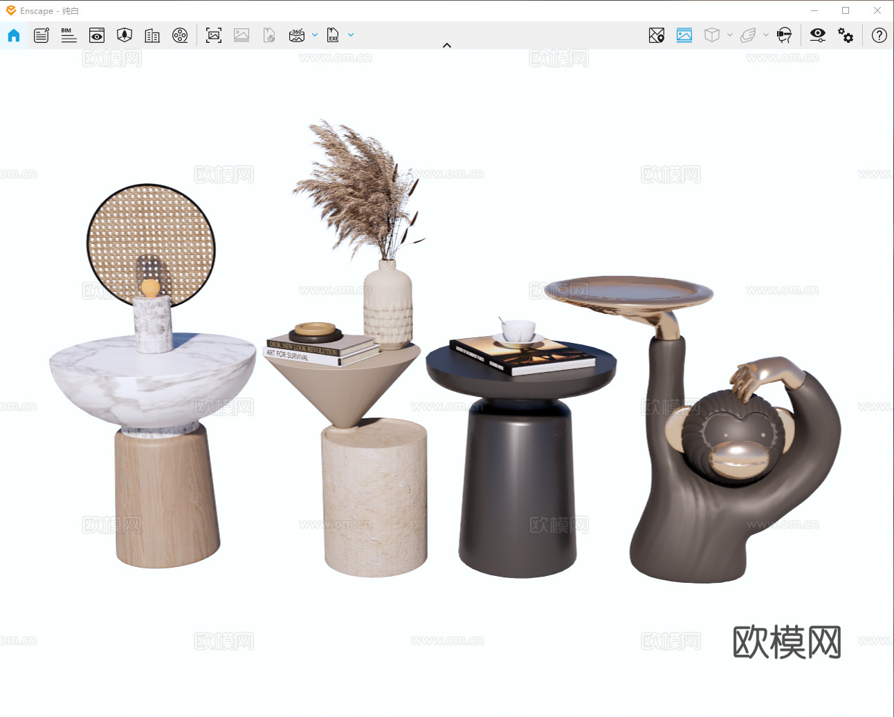 边几 角几 创意边几 石材边几 木边几 圆形边几su模型