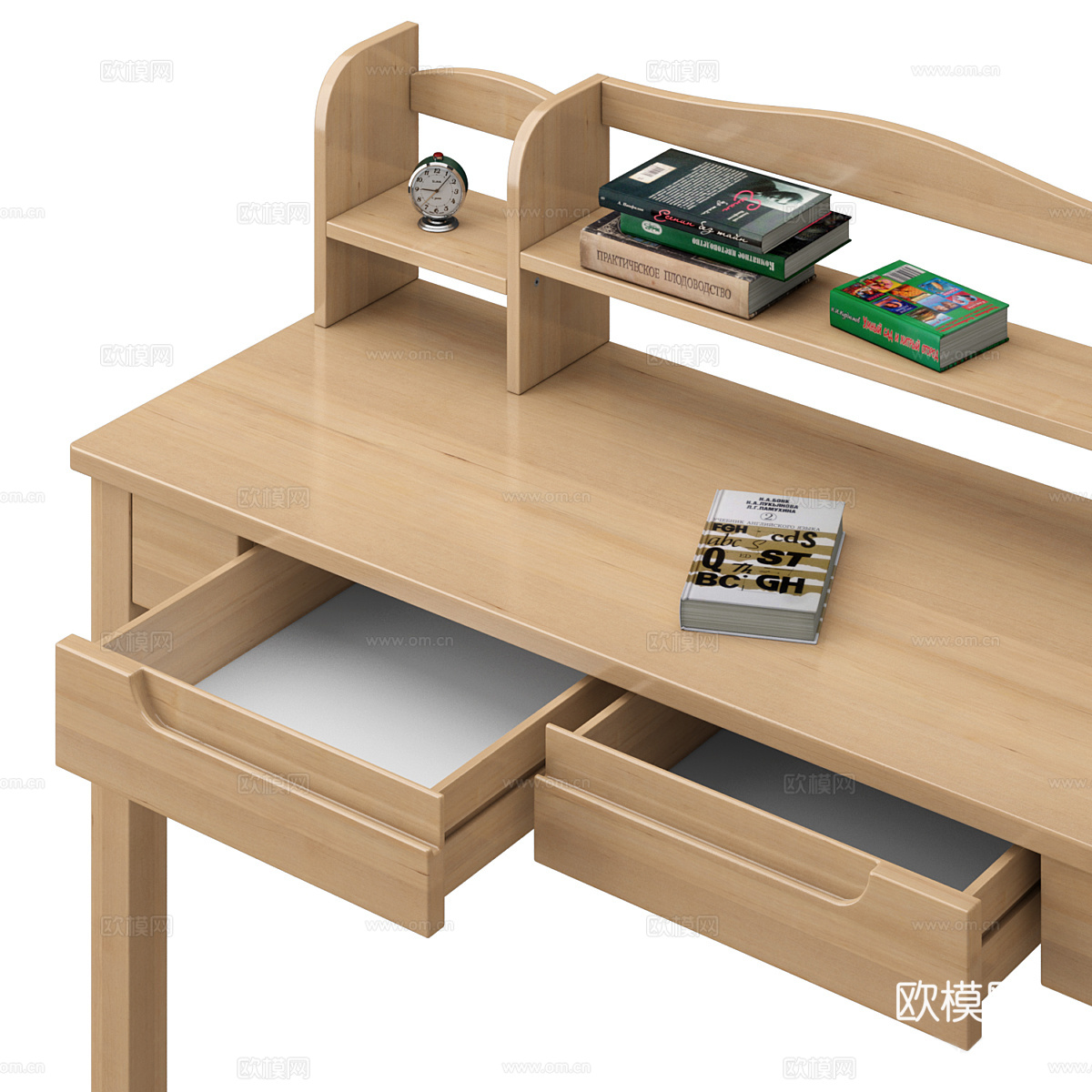 现代北欧原木风书桌椅3d模型