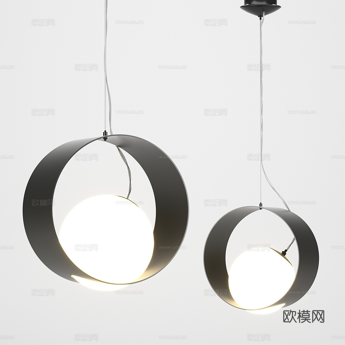 现代意式极简金属玻璃吊灯3d模型