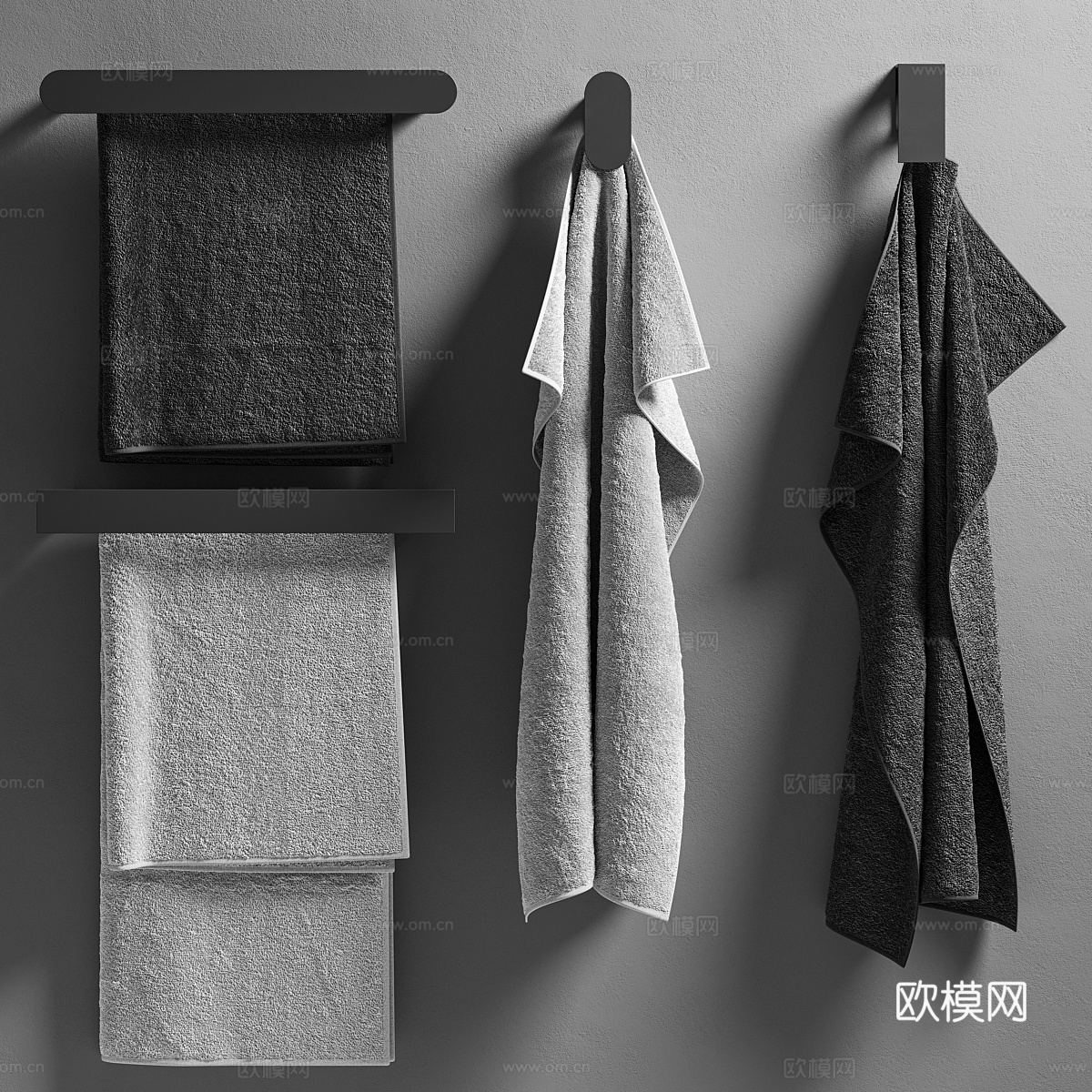 现代意式卫浴毛巾 毛巾架3d模型