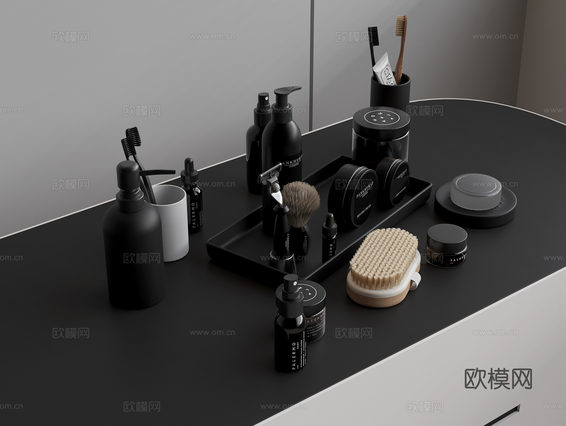 洗漱用品 洗护用品 护肤用品 杯子 牙刷牙膏 剃须刀3d模型