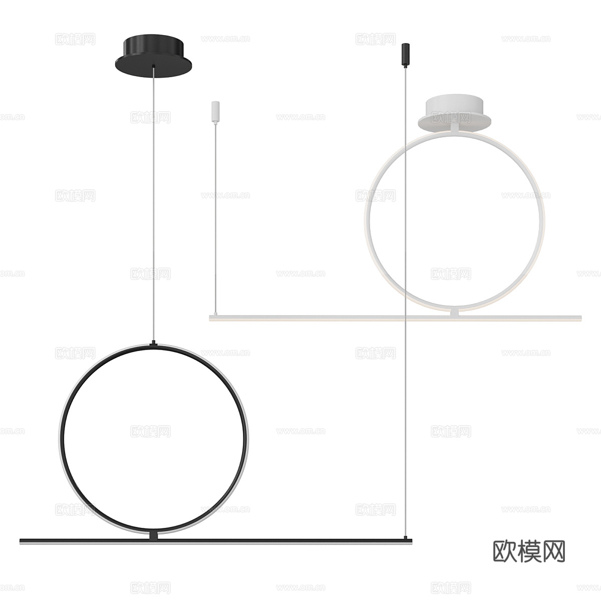 现代极简线性吊灯3d模型
