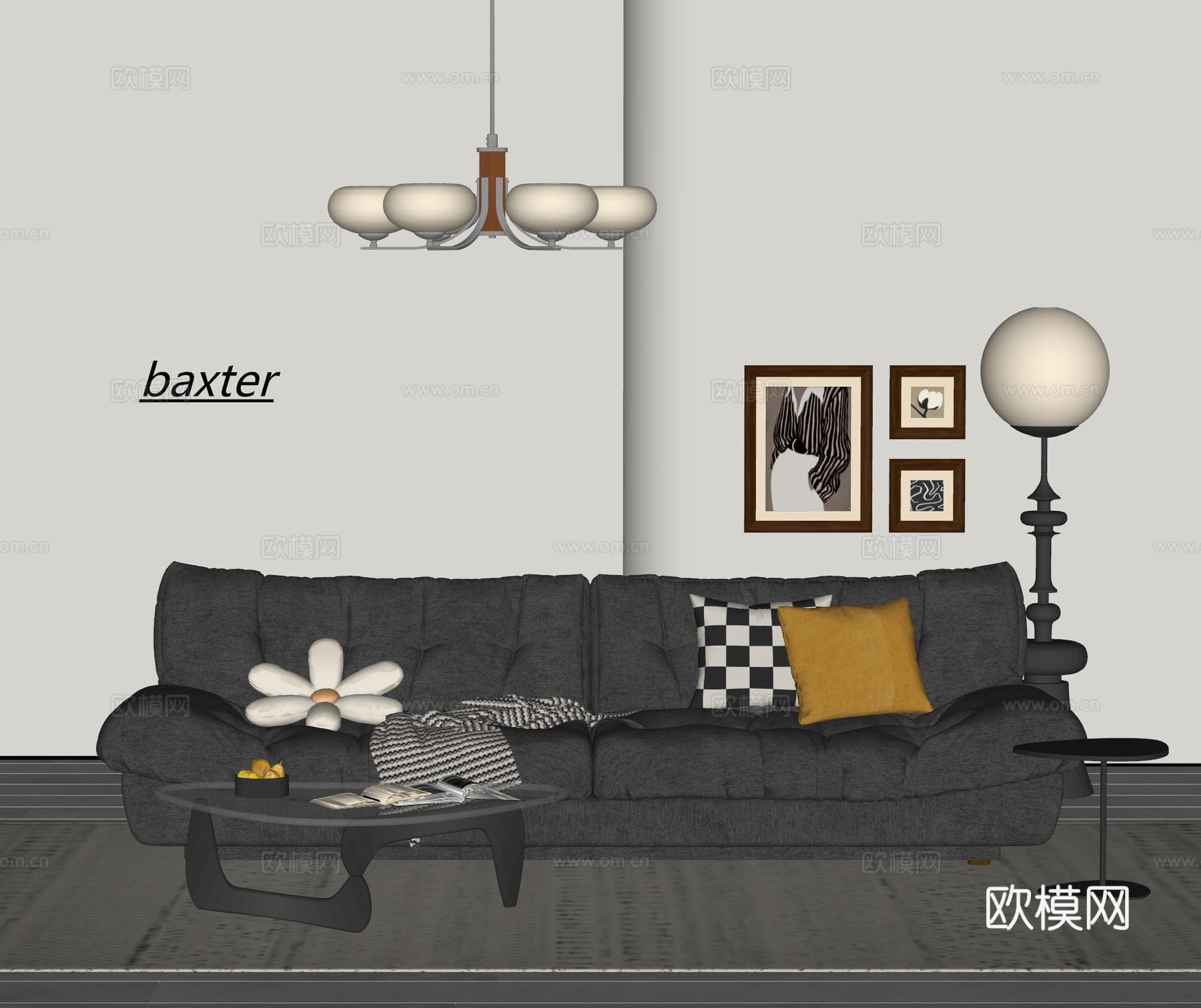 baxter 现代 中古双人沙发 云朵沙发 milano沙发su模型