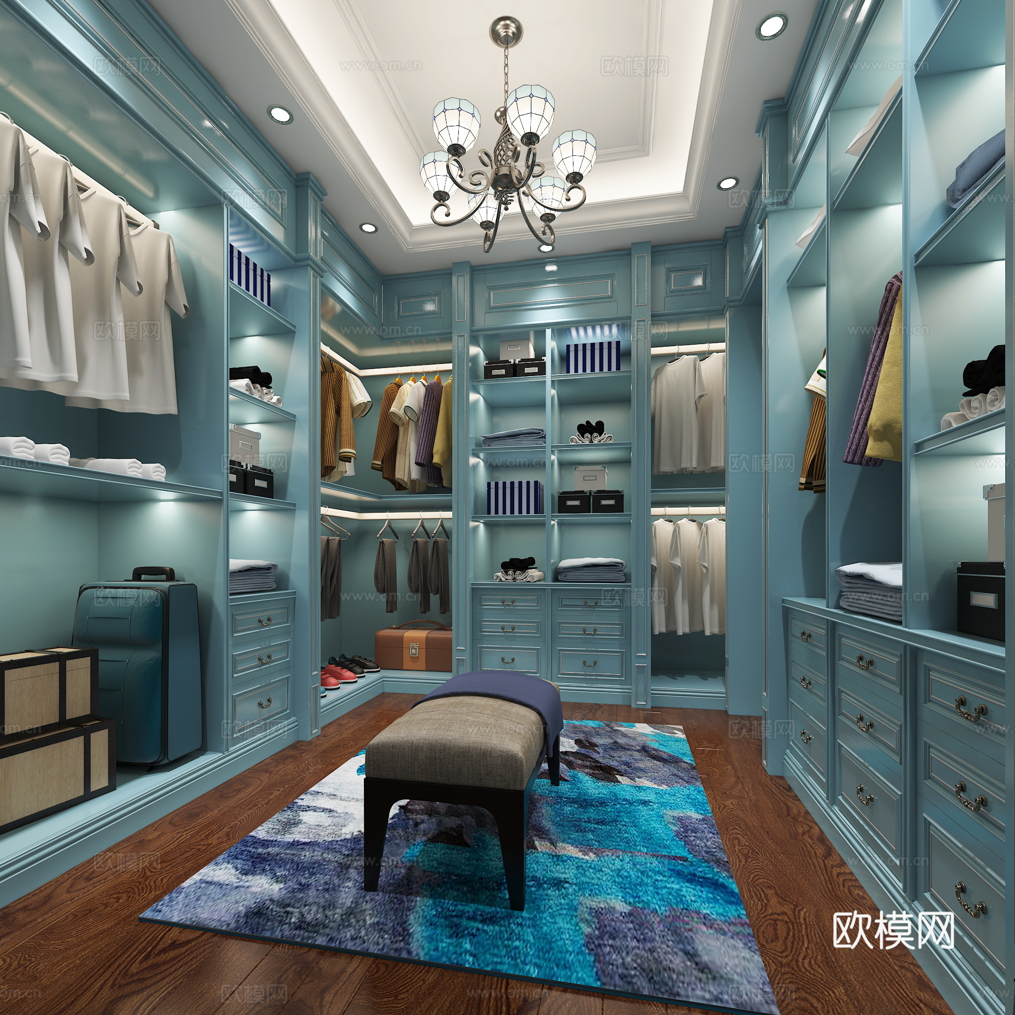 美式田园衣帽间3d模型