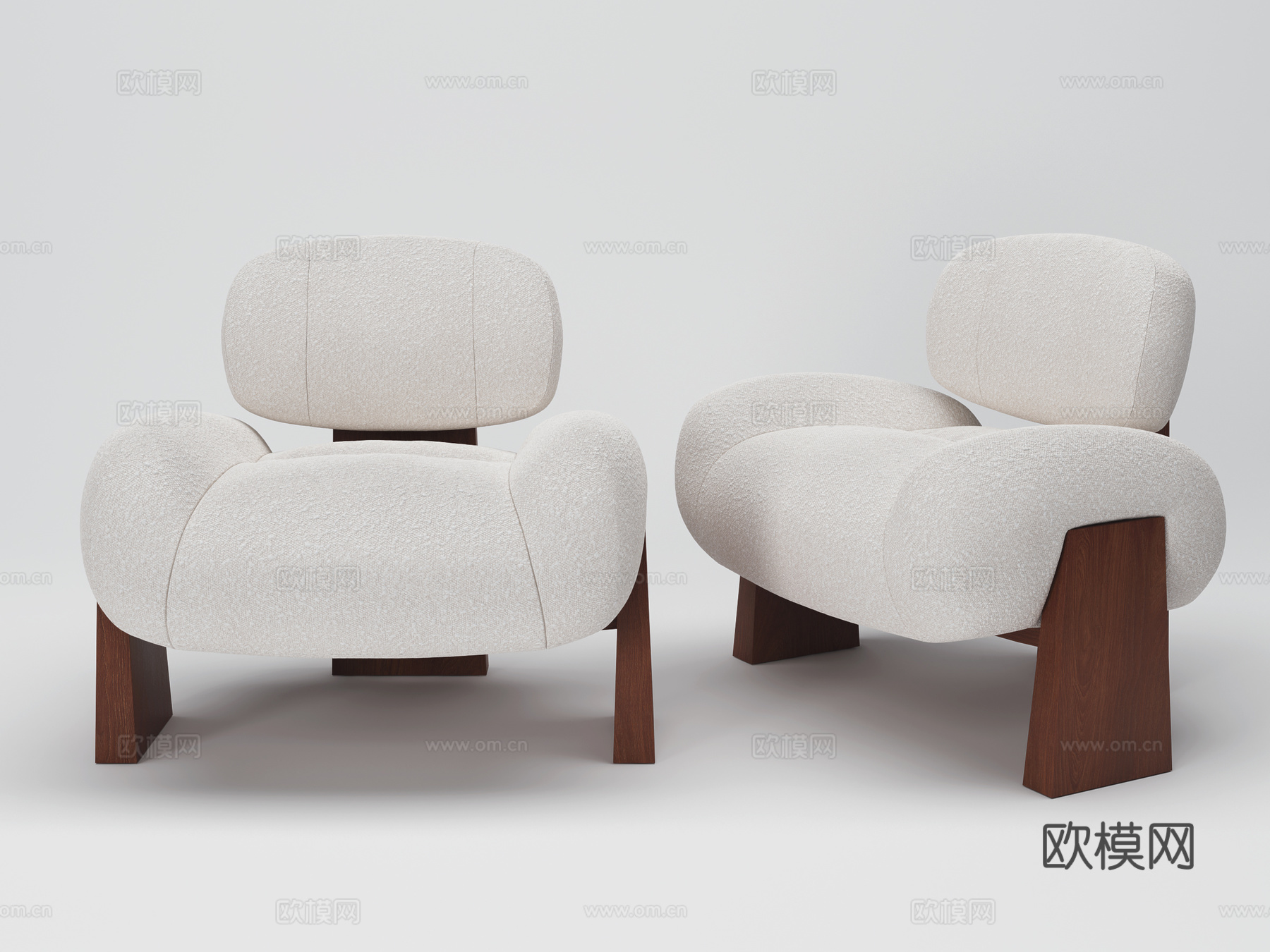 现代极简 中古风格 沙发 扶手椅休闲椅3d模型