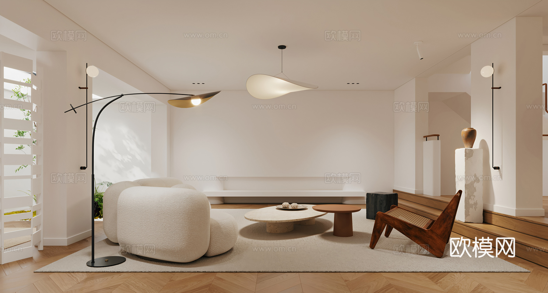 现代，客厅3d模型下载（渲染图7）