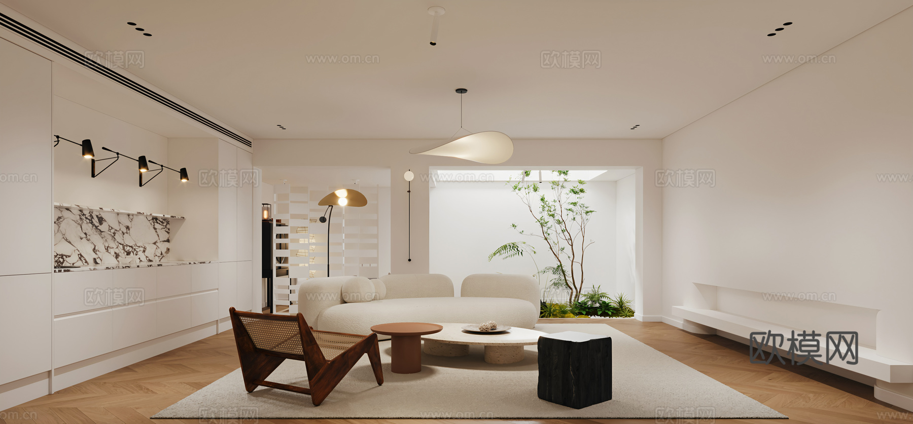 现代，客厅3d模型下载（渲染图1）