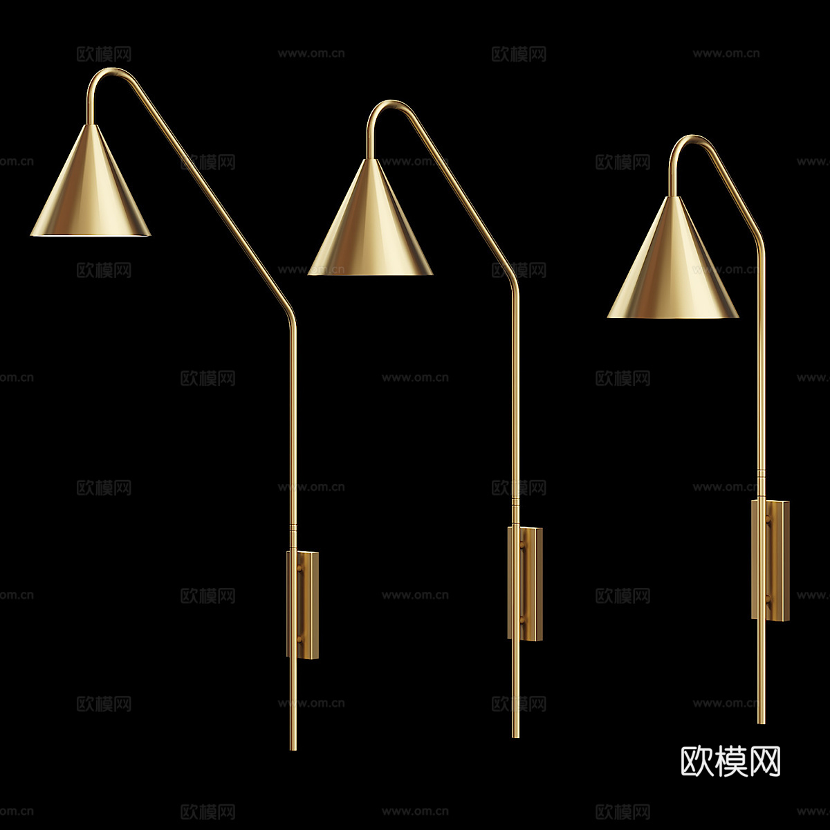 现代轻奢长条金属壁灯3d模型