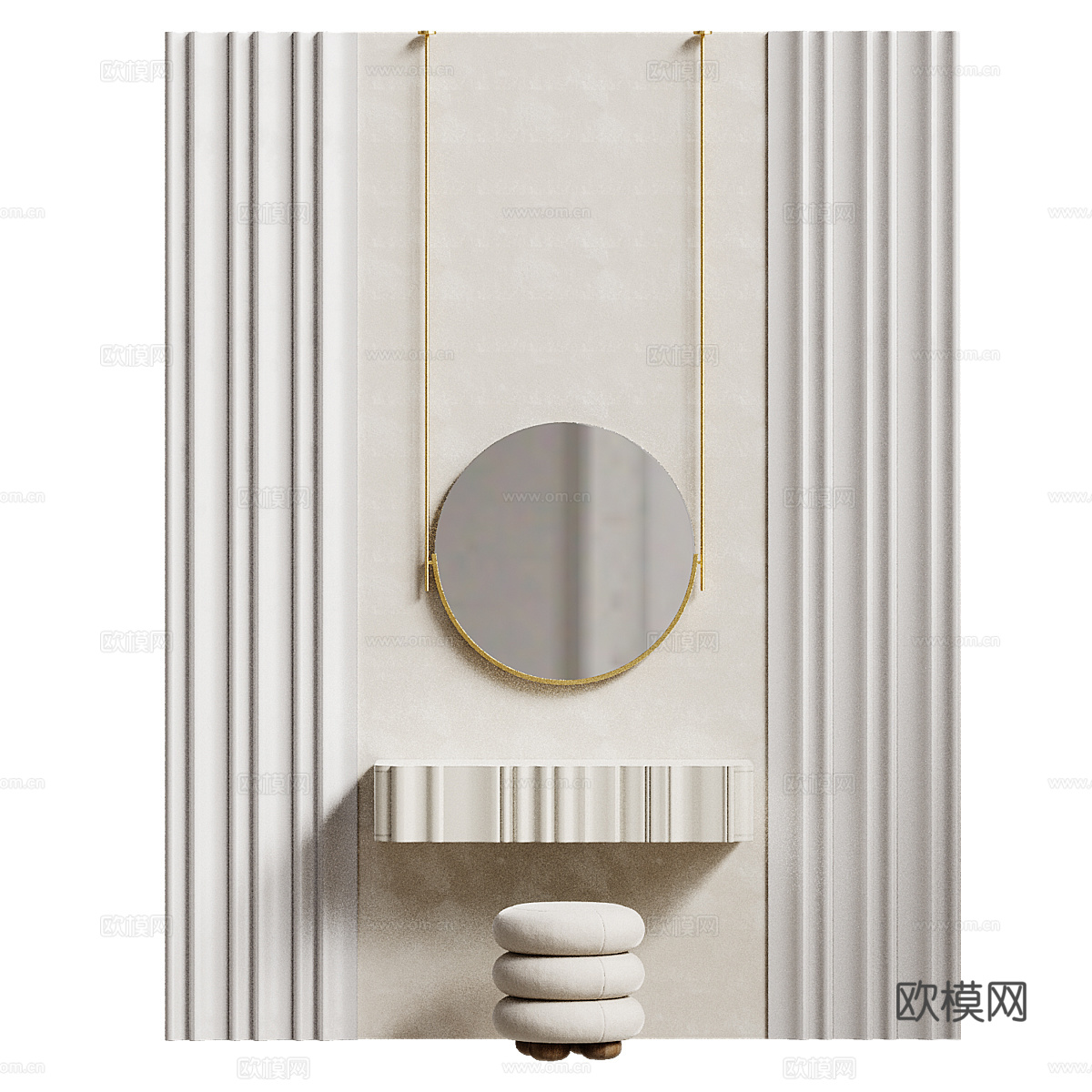 新中式侘寂梳妆台3d模型
