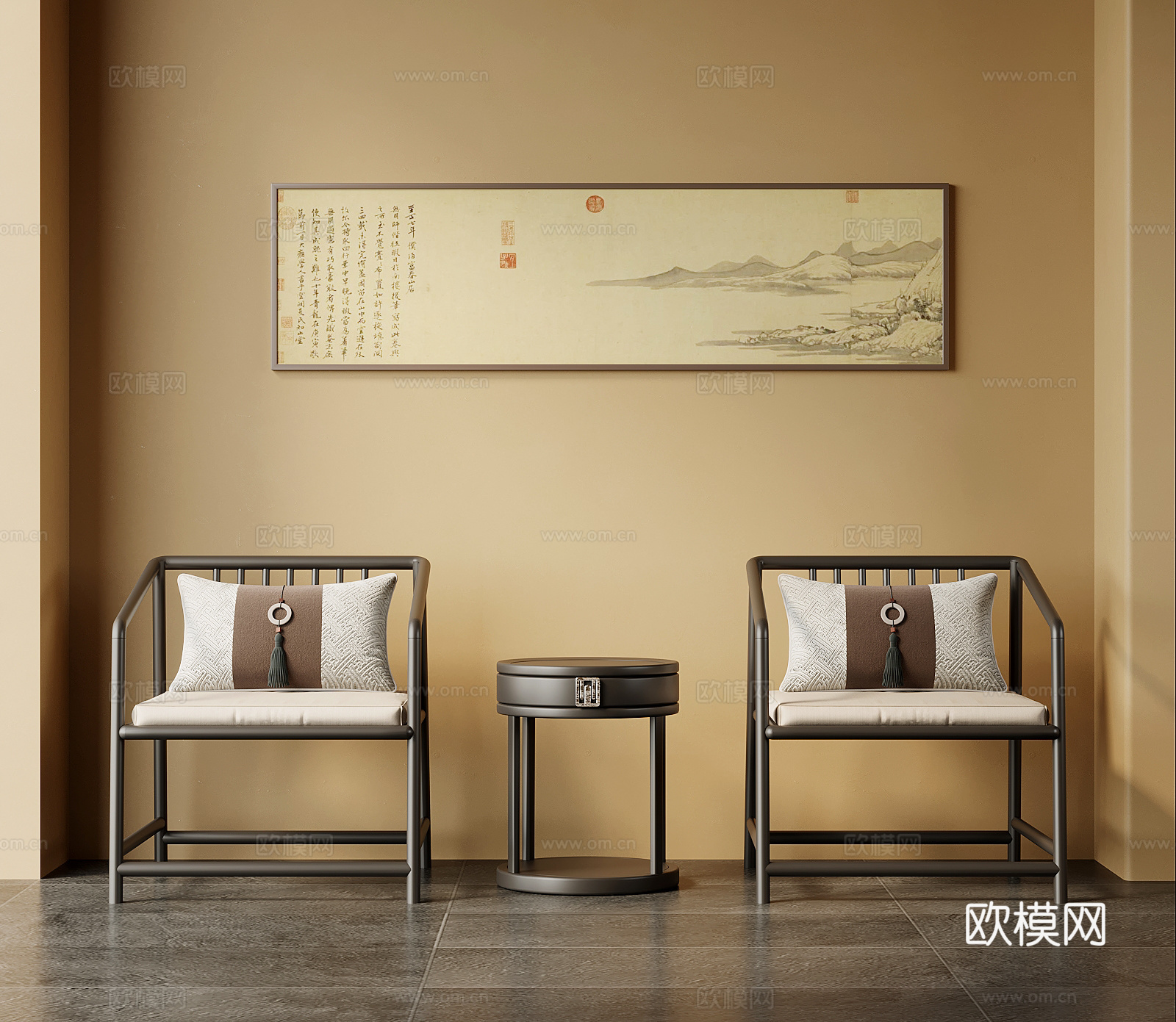 椅子 新中式椅子 休闲椅 边几 装饰画3d模型