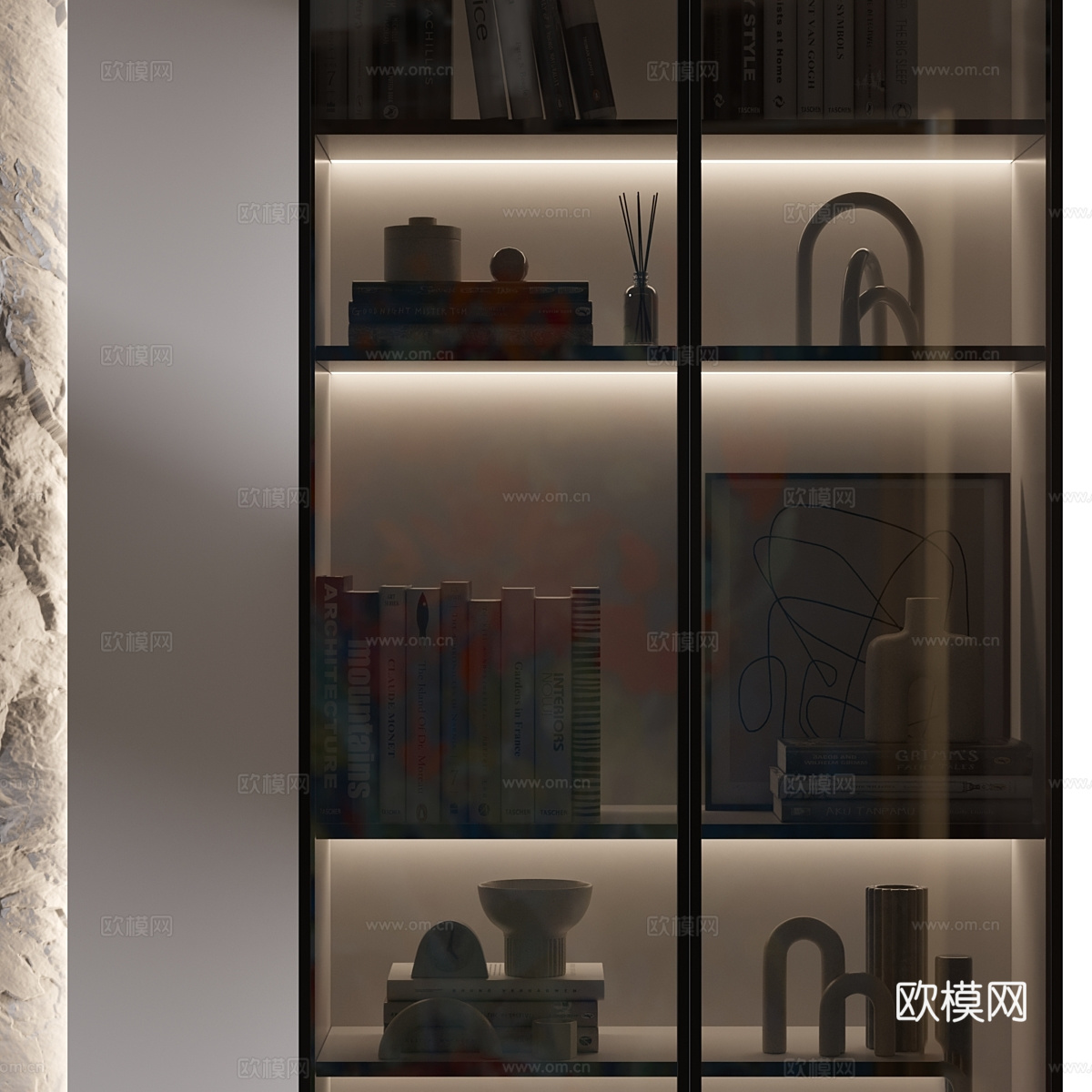 现代意式极简电视背景墙3d模型