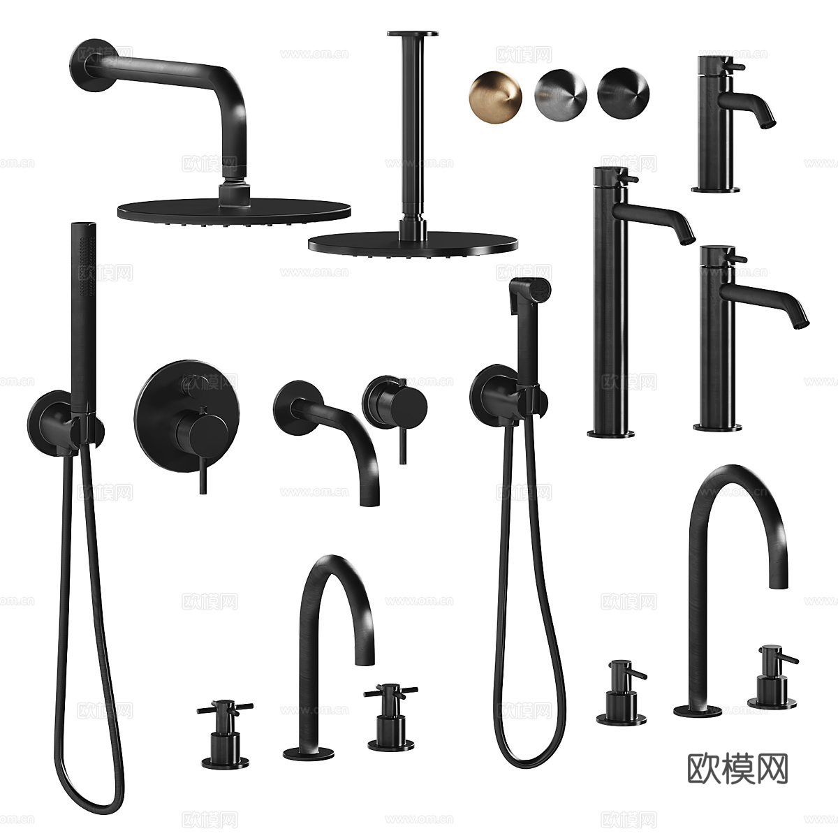 现代轻奢淋浴花洒 水龙头3d模型