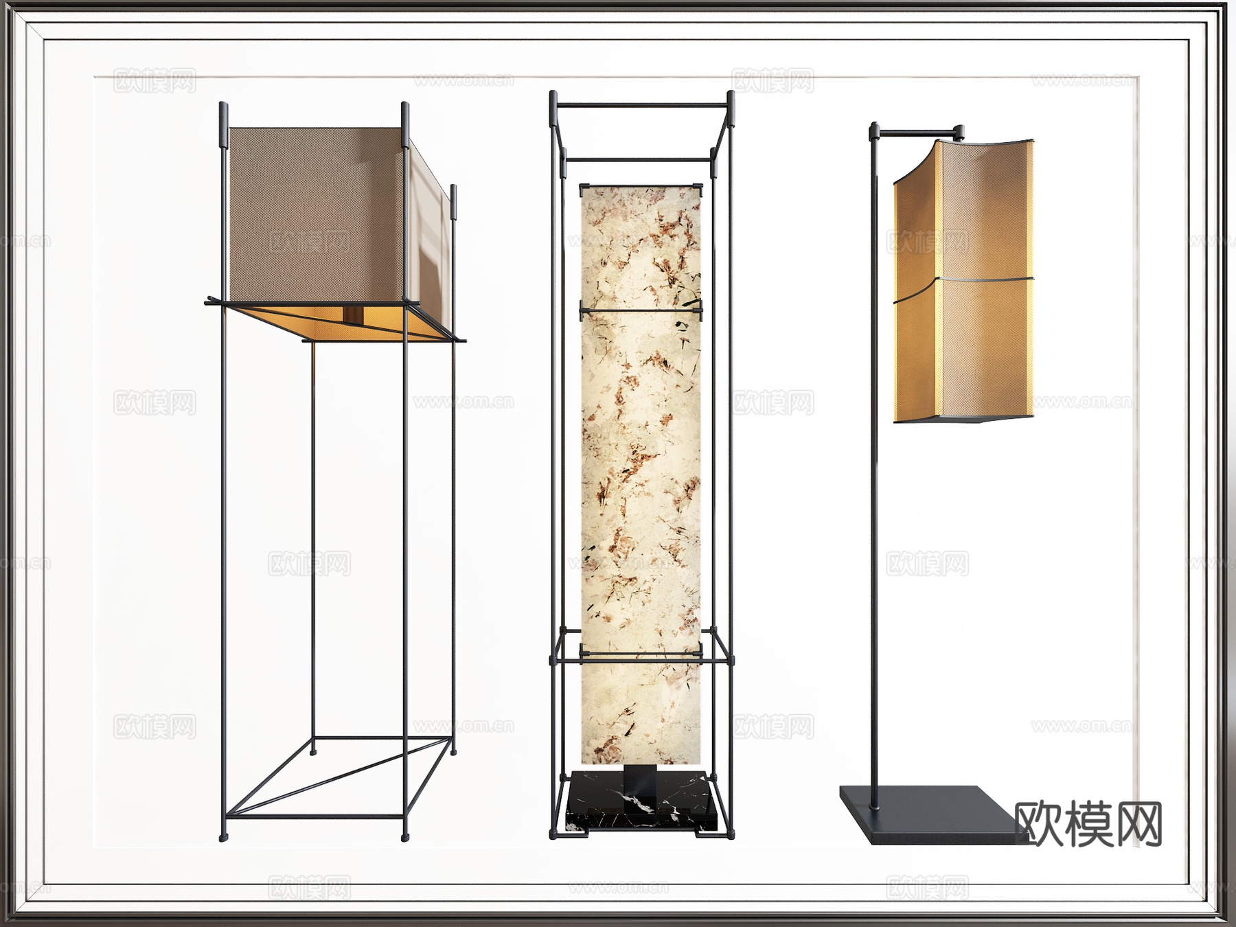 新中式落地灯3d模型下载