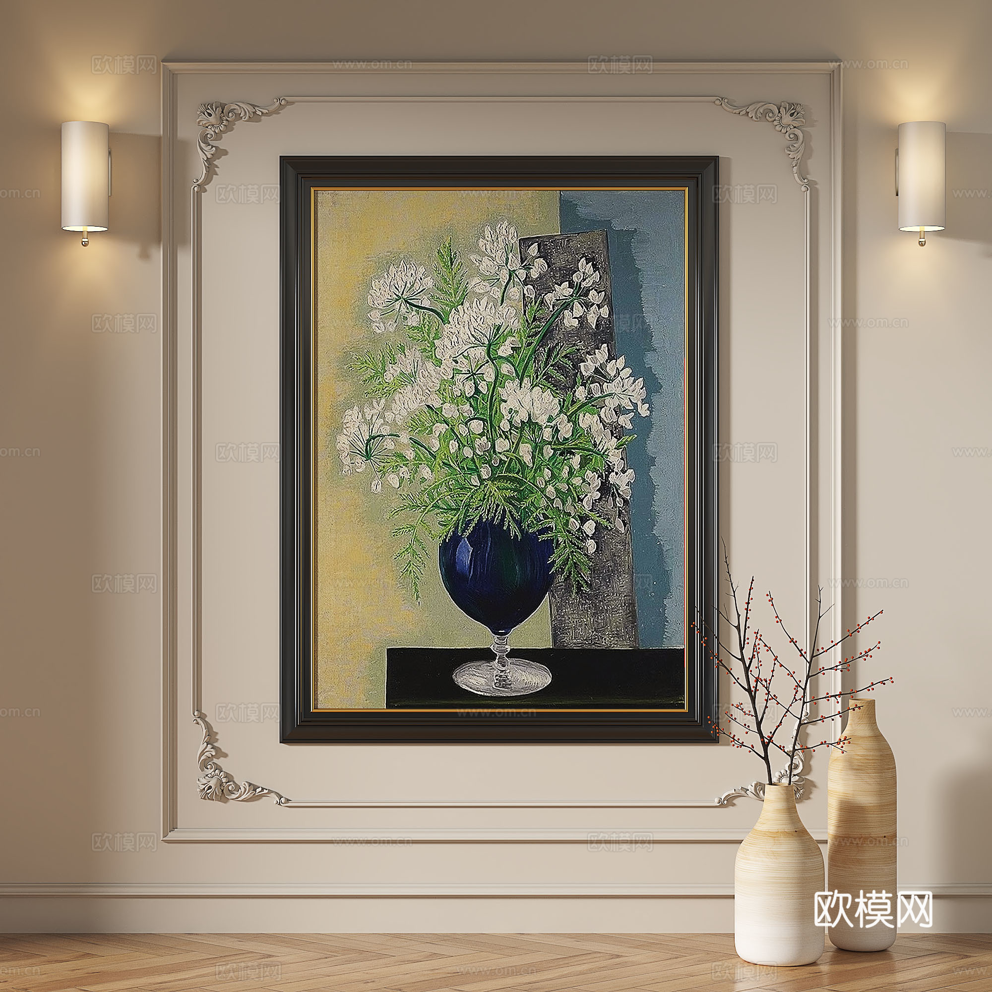 法式，复古，中古，现代，油画，轻奢，抽象，装饰画3d模型