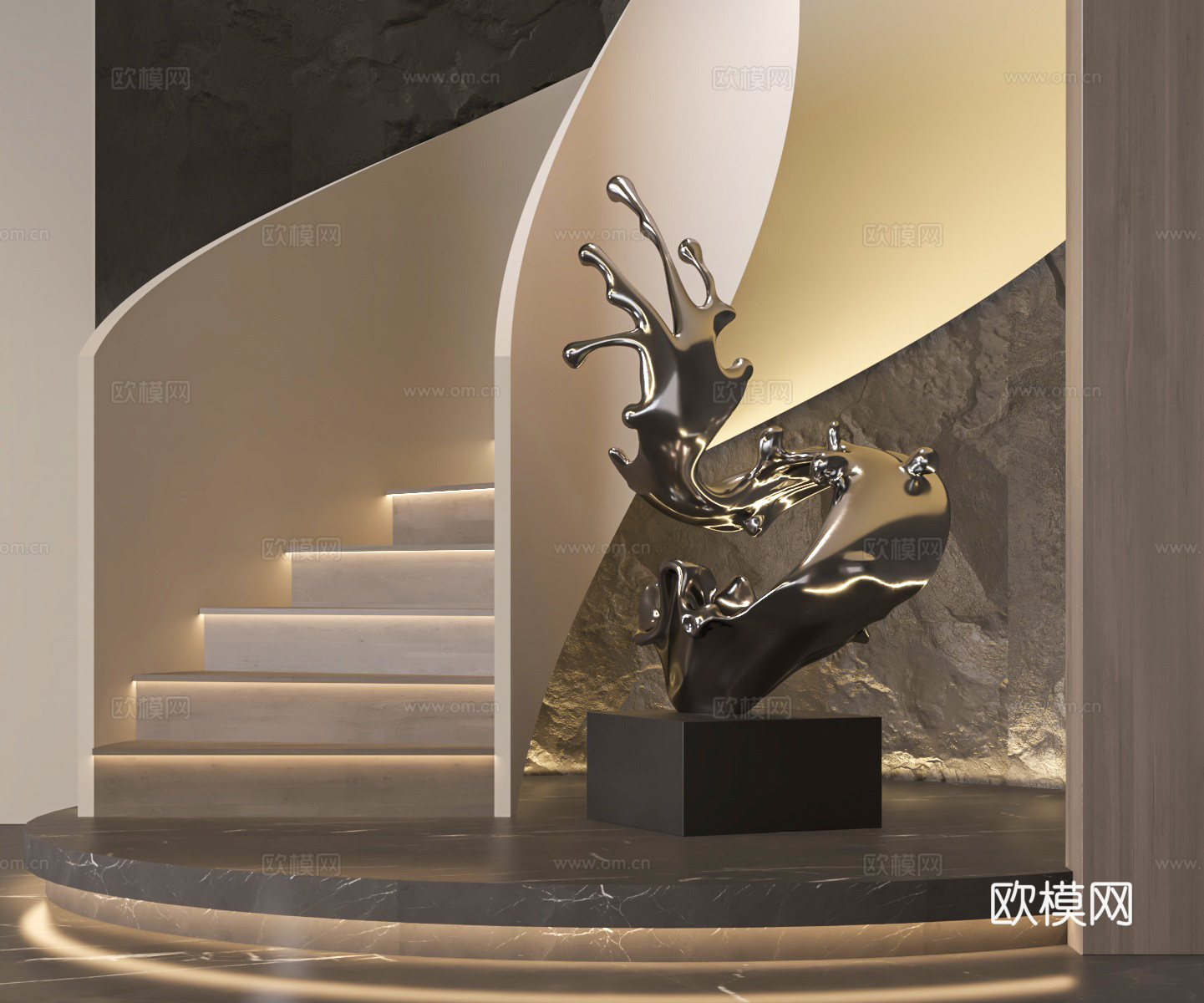 现代抽象金属雕塑  艺术雕塑 水状雕塑3d模型