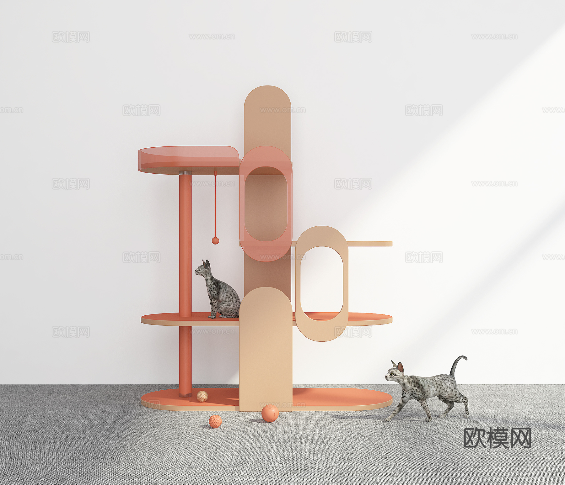 现代爬猫架3d模型