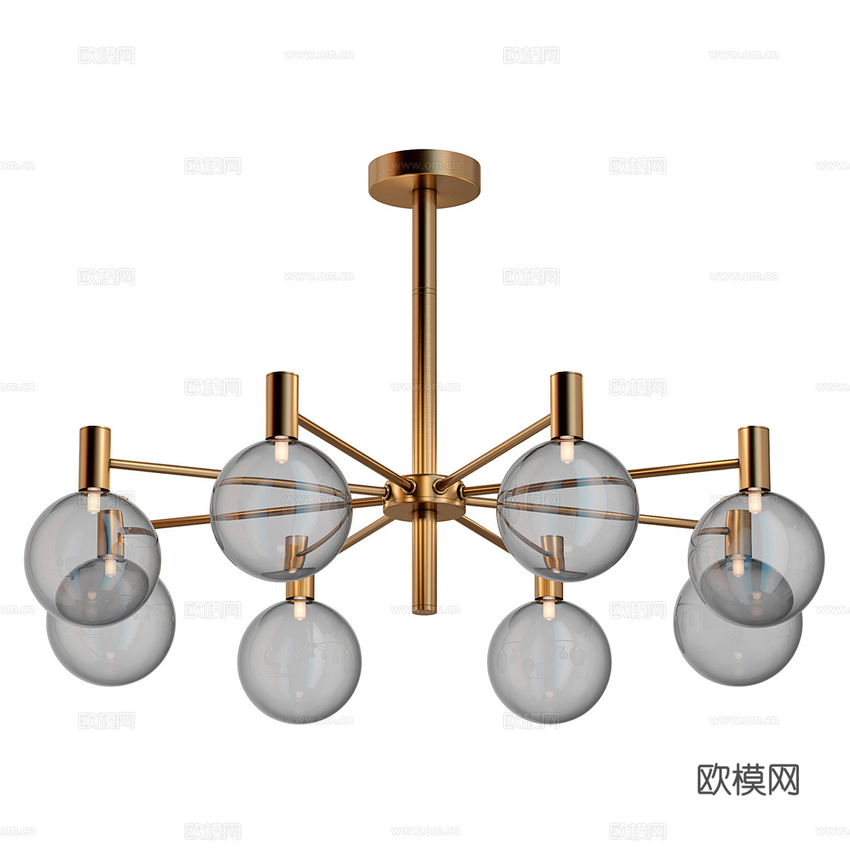 现代轻奢金属玻璃装饰吊灯3d模型