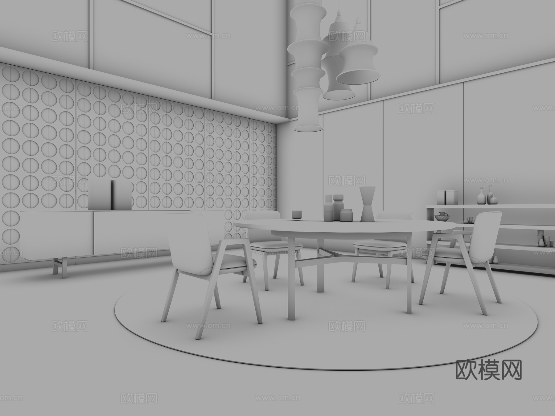 休闲餐桌椅 新中式餐桌椅 摆件3d模型