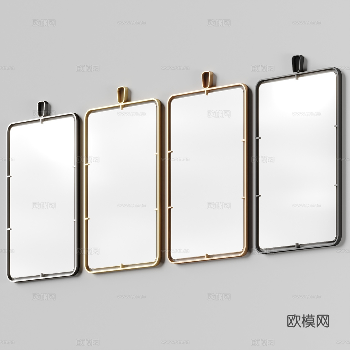 新中式轻奢装饰镜子3d模型