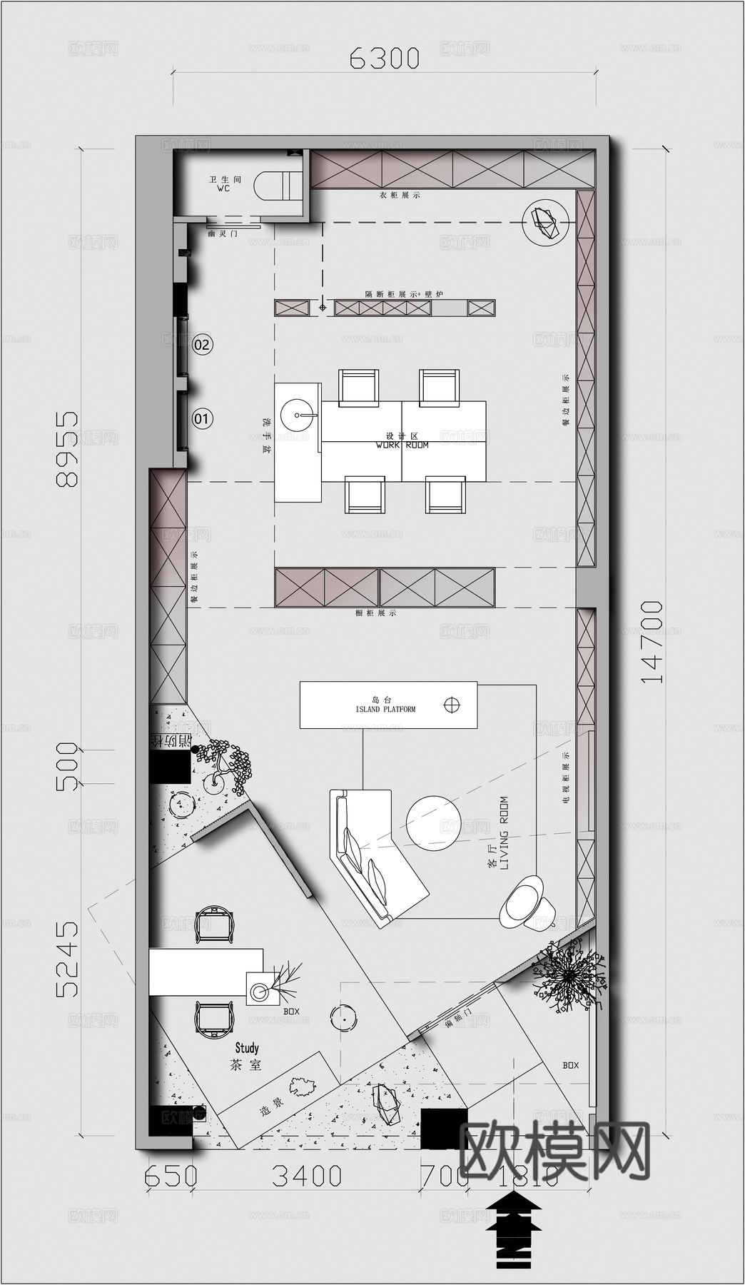 110平全屋定制展厅布局cad施工图