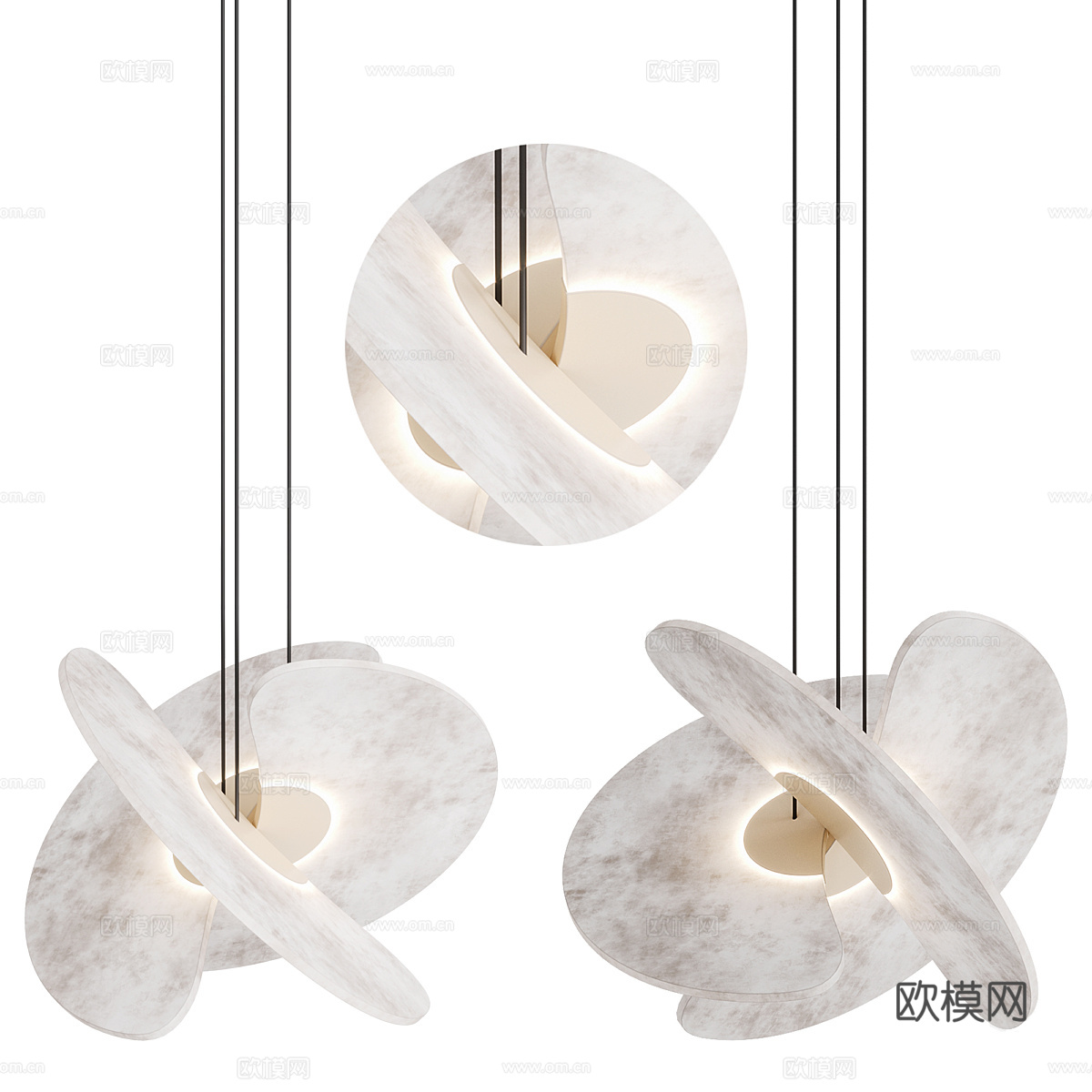 现代意式轻奢大理石装饰吊灯3d模型