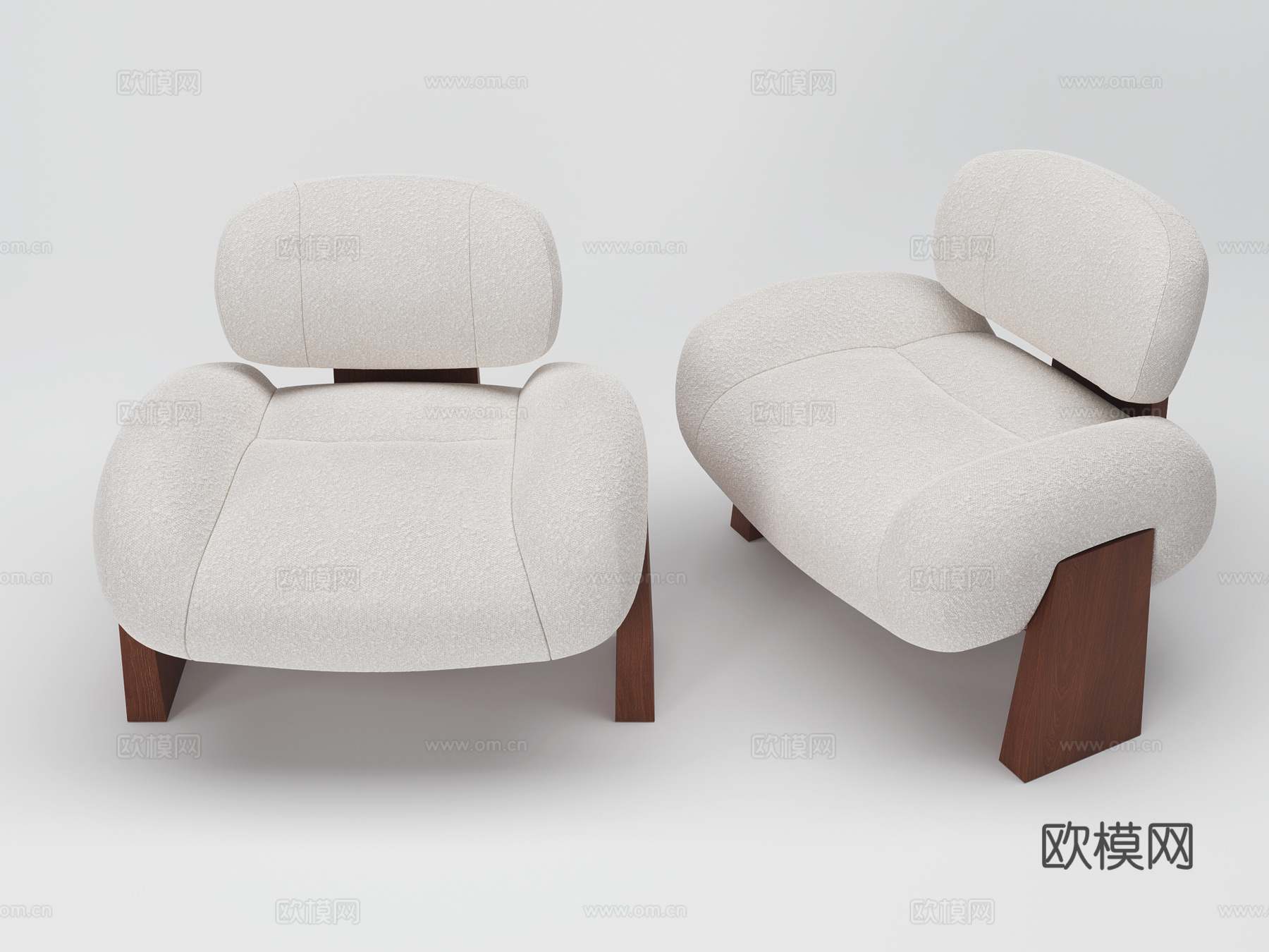 现代极简 中古风格 沙发 扶手椅休闲椅3d模型