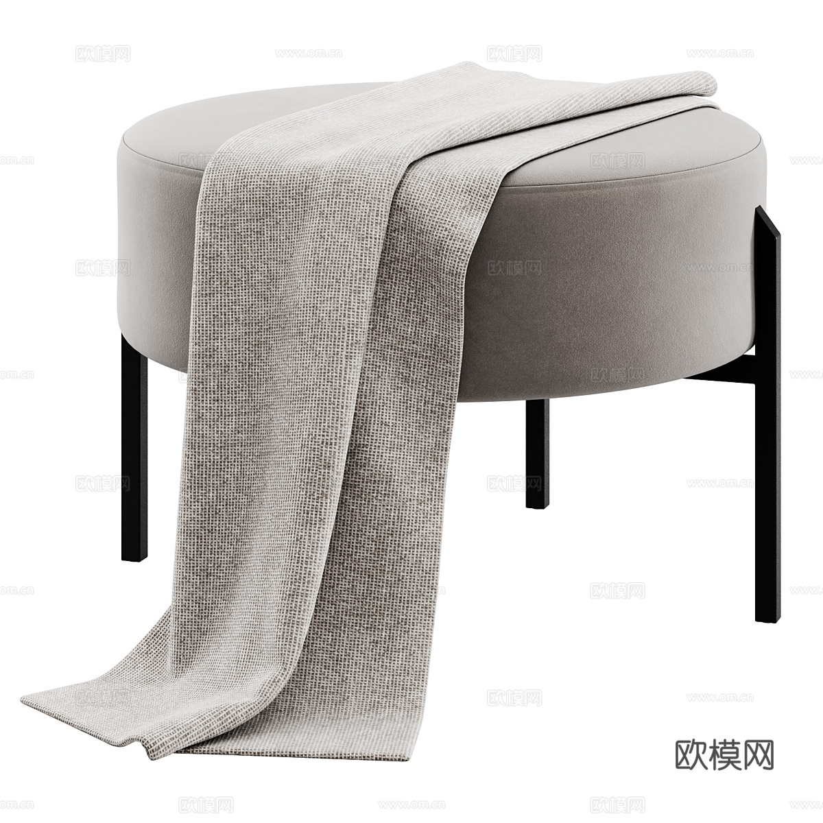现代意式布艺圆凳3d模型