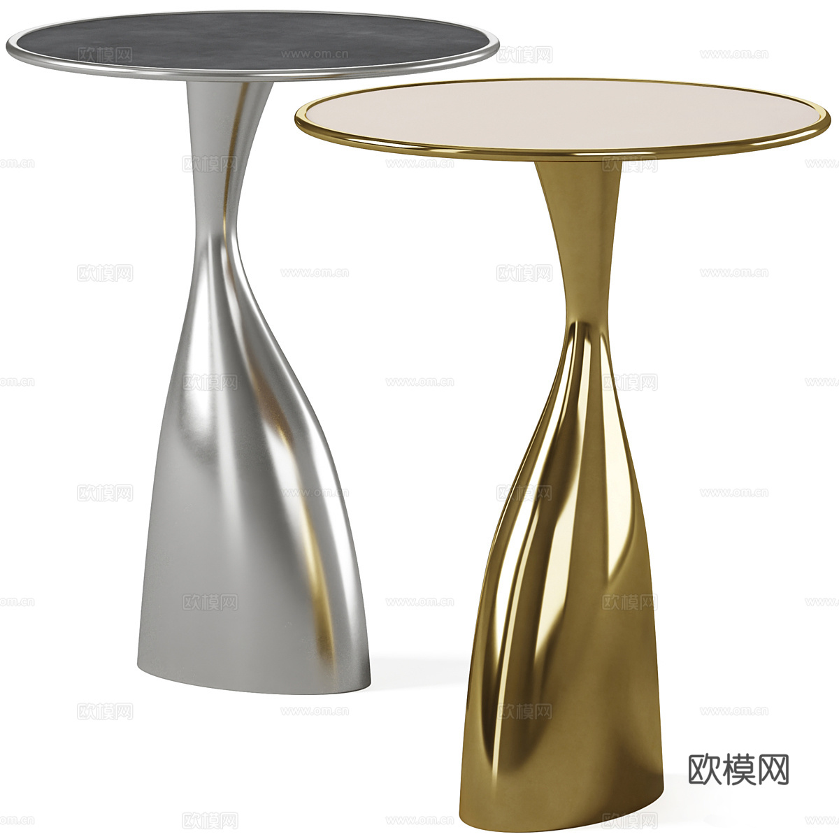 现代轻奢金属圆边几3d模型