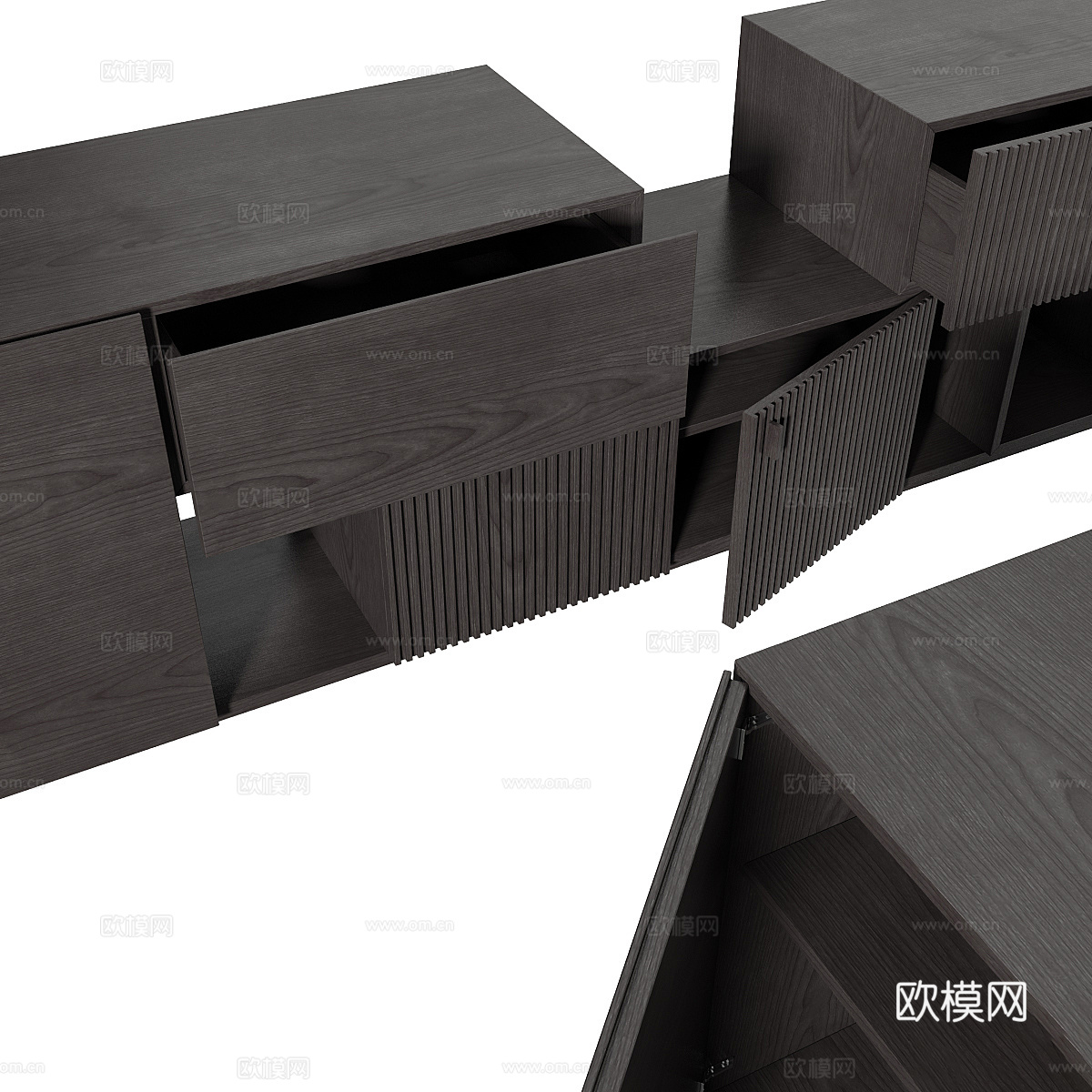 现代意式实木电视柜3d模型