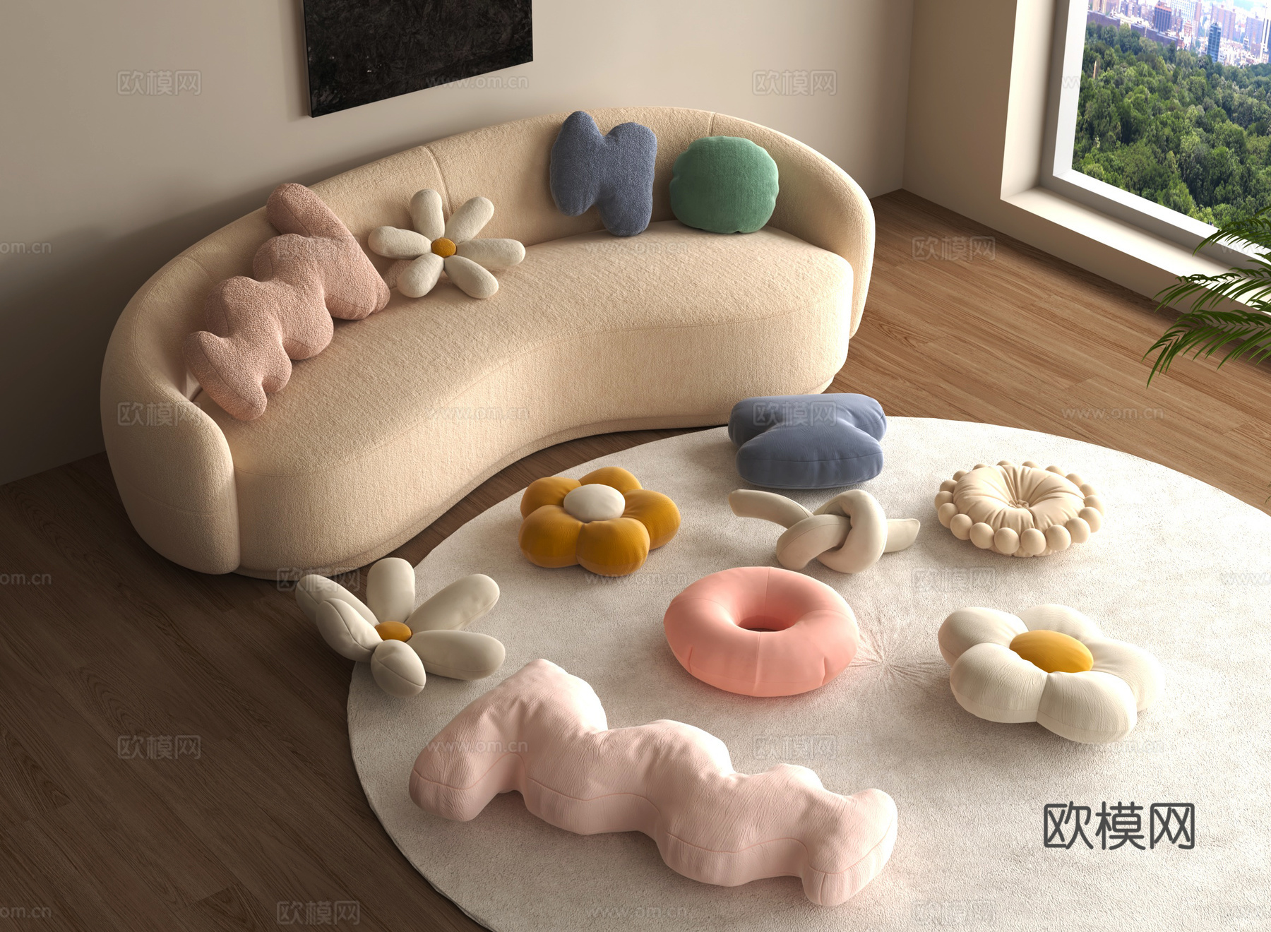 抱枕 腰枕 靠枕 玩偶抱枕3d模型