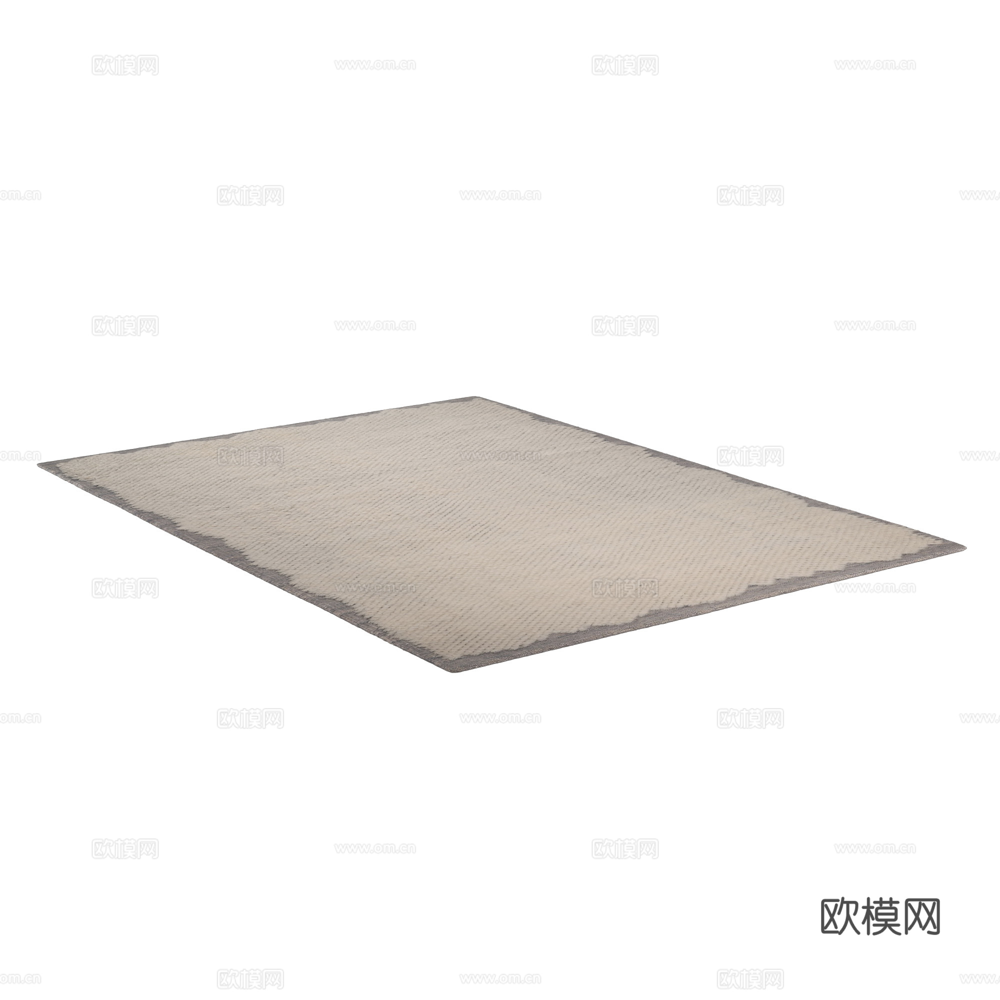 新中式侘寂羊毛布艺地毯3d模型