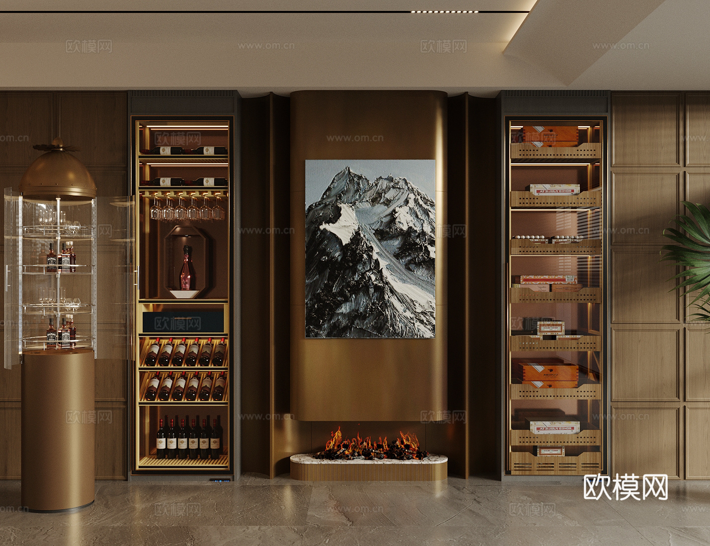 现代意式酒柜 轻奢意式酒柜 红酒柜 玻璃酒柜 恒温酒柜 酒瓶su模型