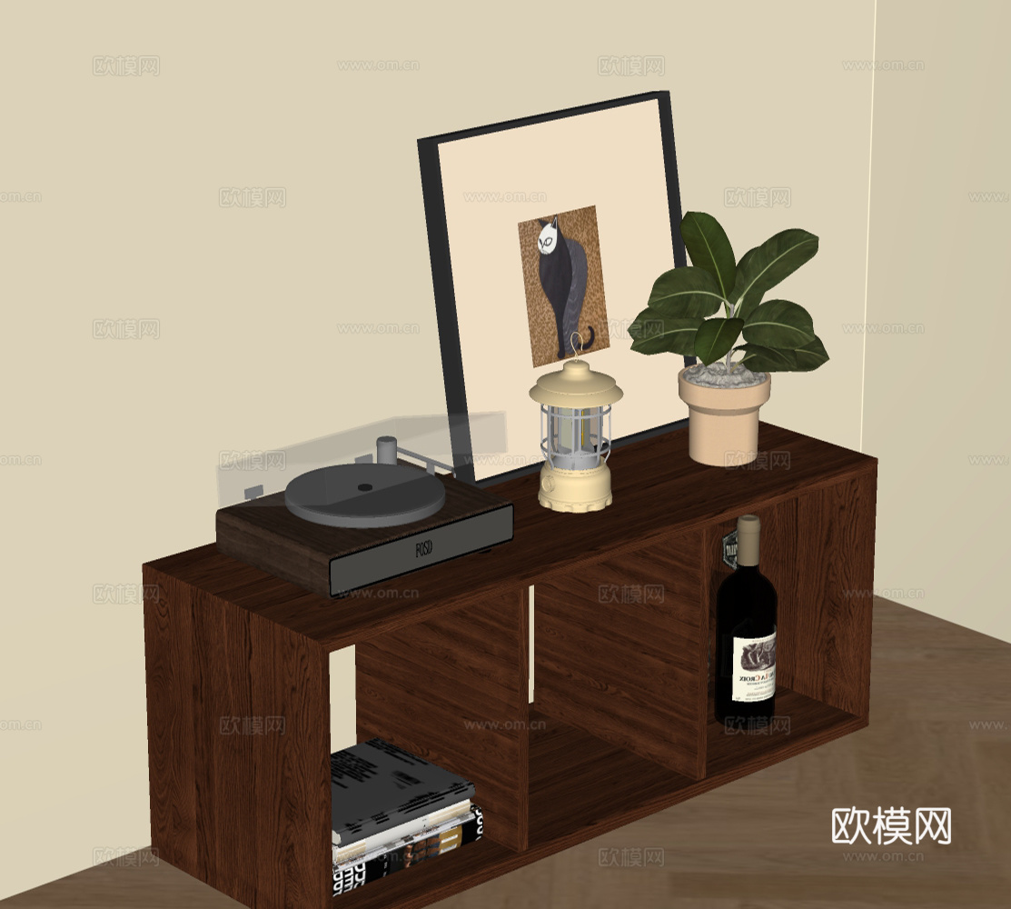 现代中古摆件组合su模型